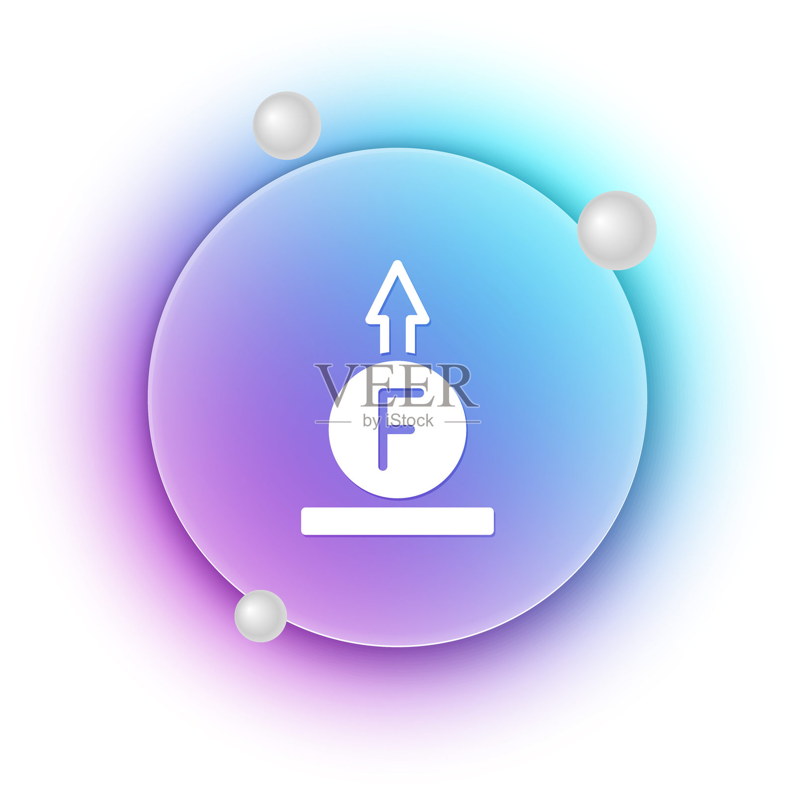 白色物理公式计算图标，背景为蓝紫渐变圆形，白色背景。插画图片素材