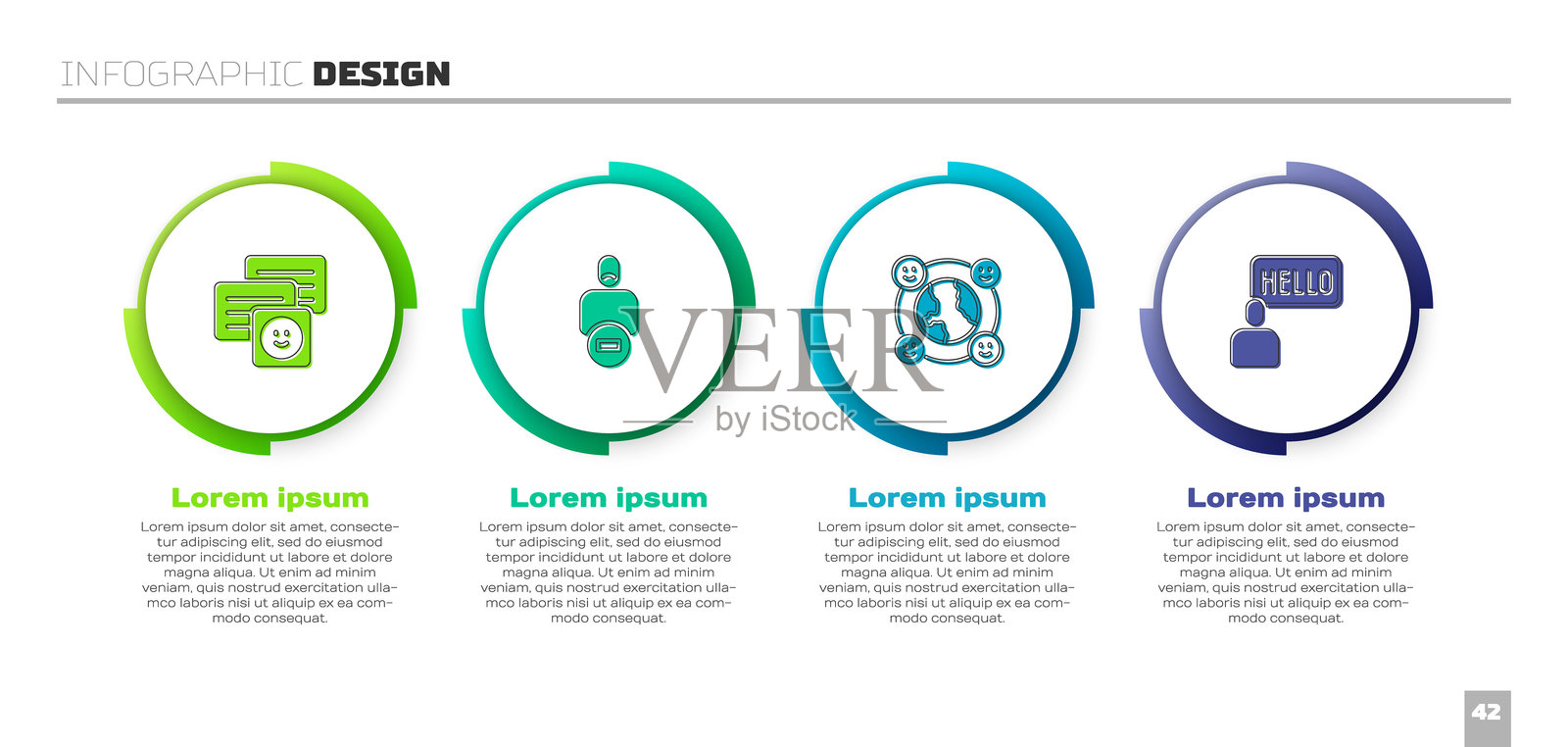 笔记本电脑上的聊天消息，失去朋友，国际社区和熟人。商业信息图模板。矢量图。插画图片素材
