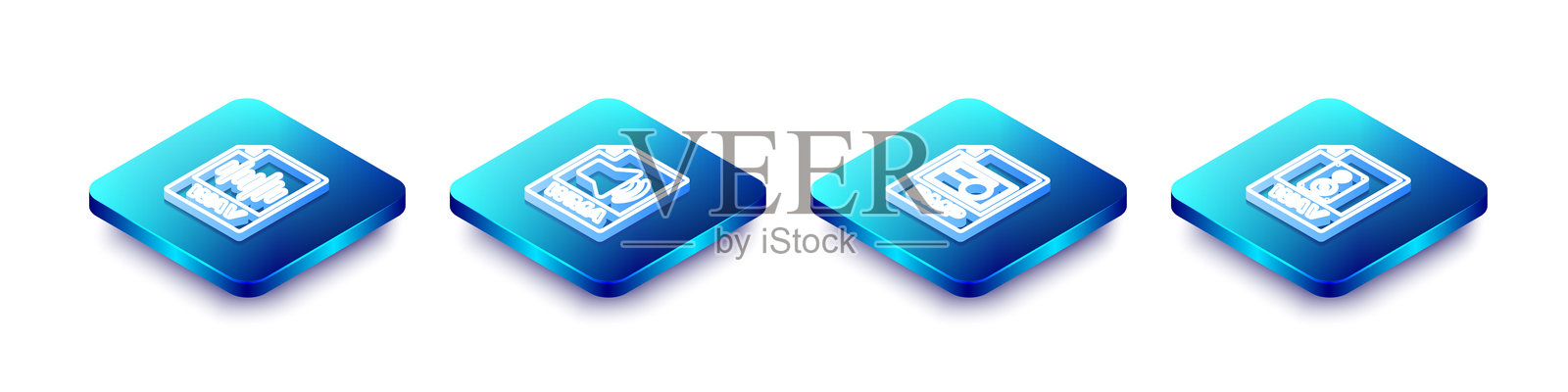 等距线WAV文件文档、WMA、BMP和图标。矢量插画图片素材