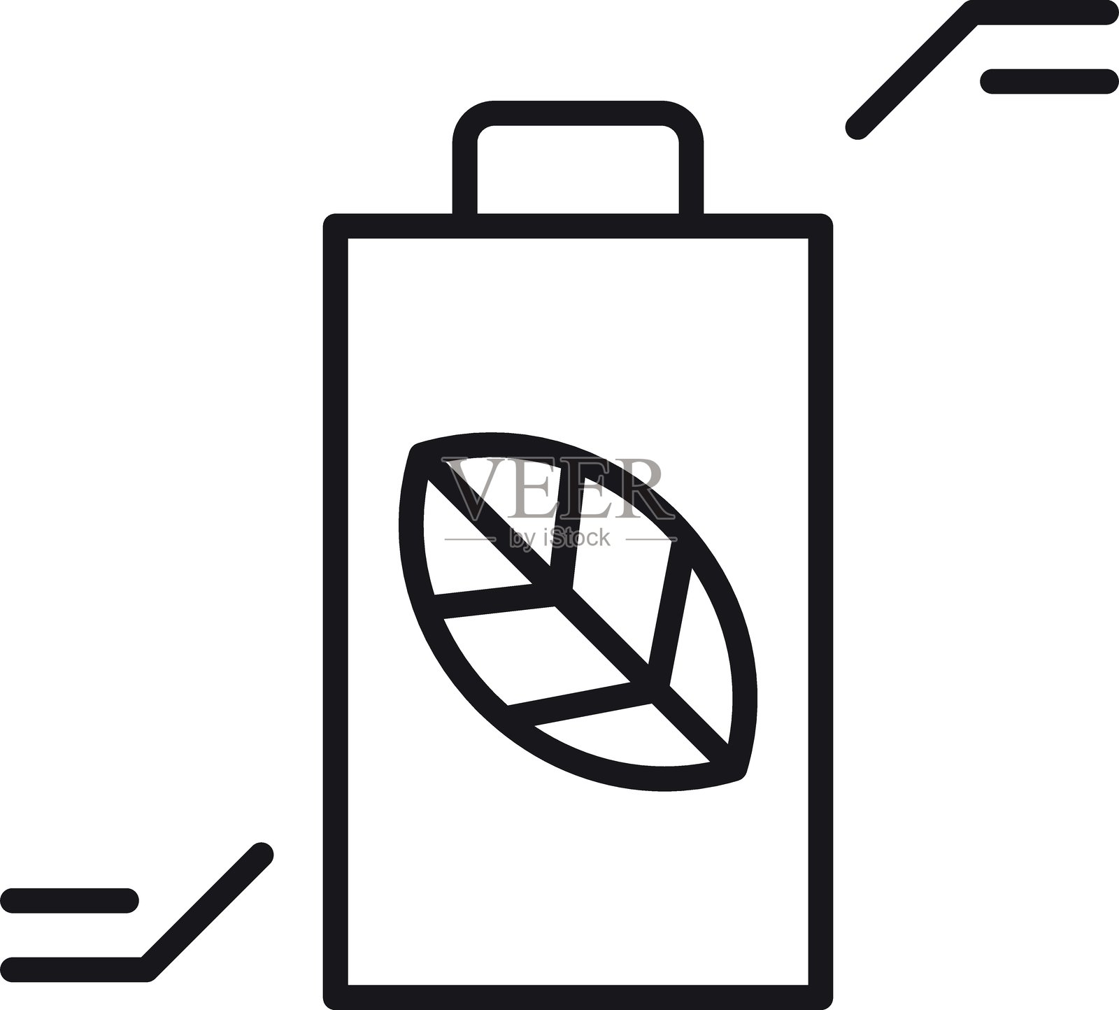 环保电池图标，带有叶子设计，展示可持续性，采用细线风格。插画图片素材