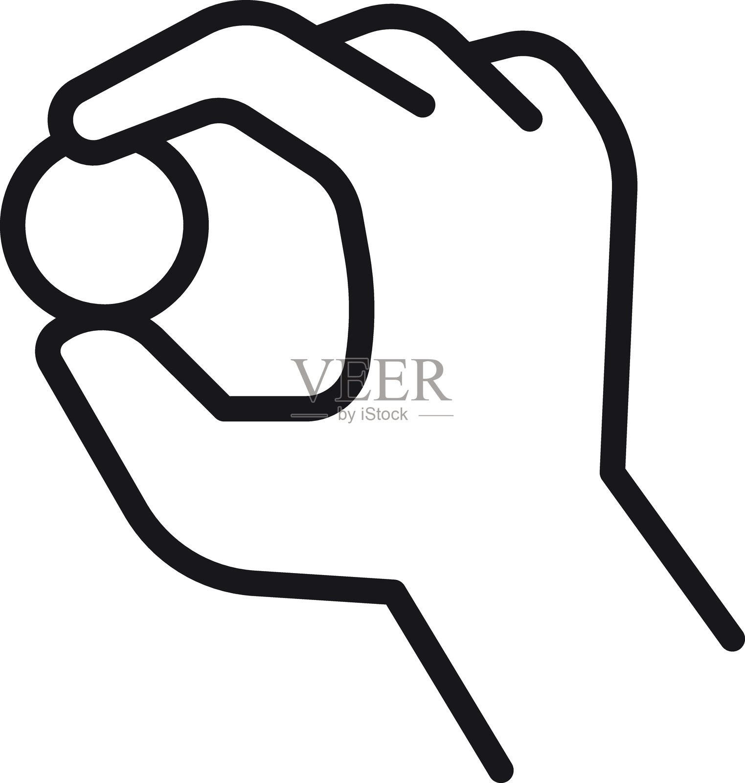 手握小物体的图标，象征着握持或控制，采用细线风格。插画图片素材