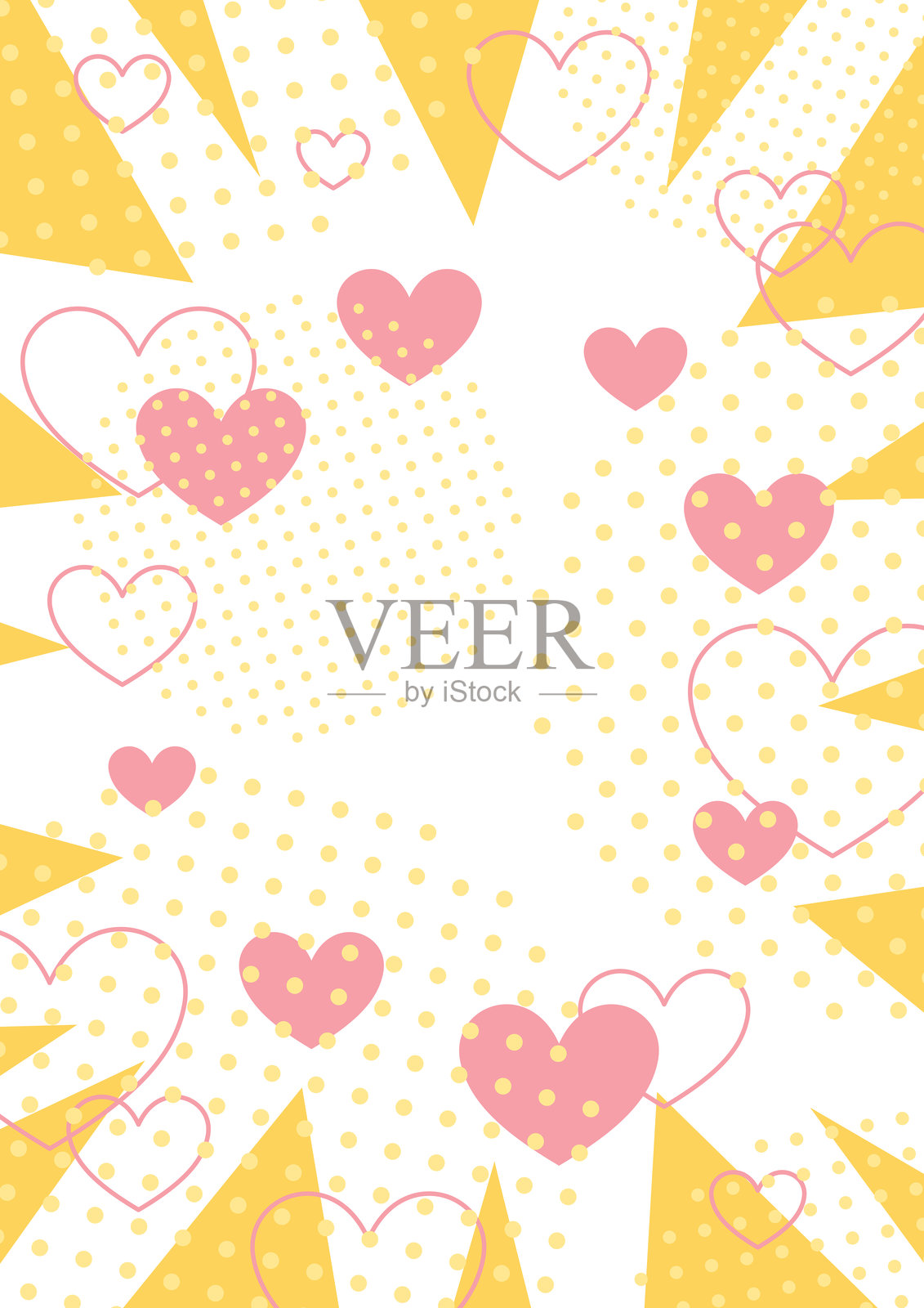 可爱的心形图案背景，矢量插图插画图片素材