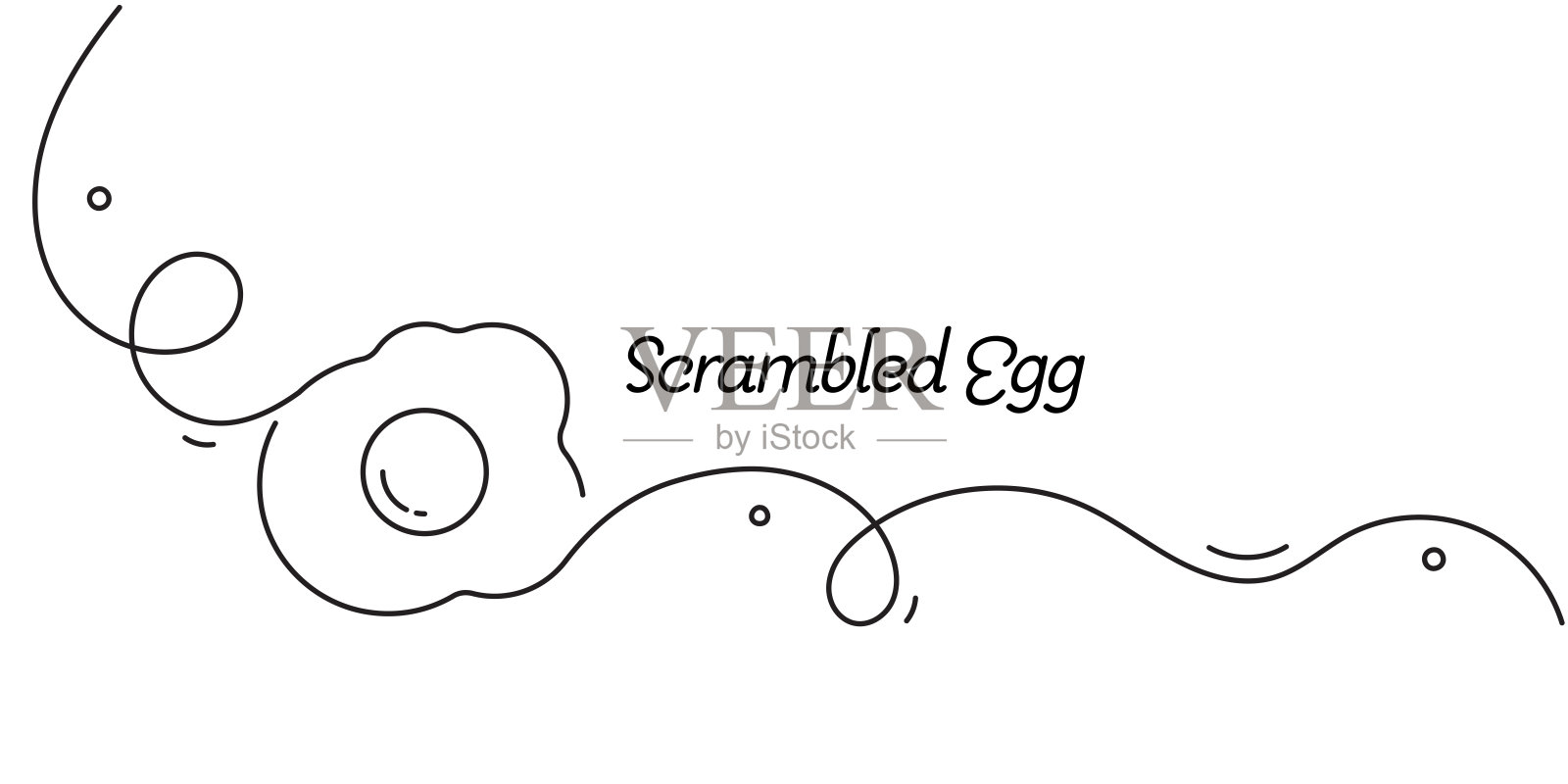 一笔画的炒鸡蛋图标。单线矢量插图插画图片素材