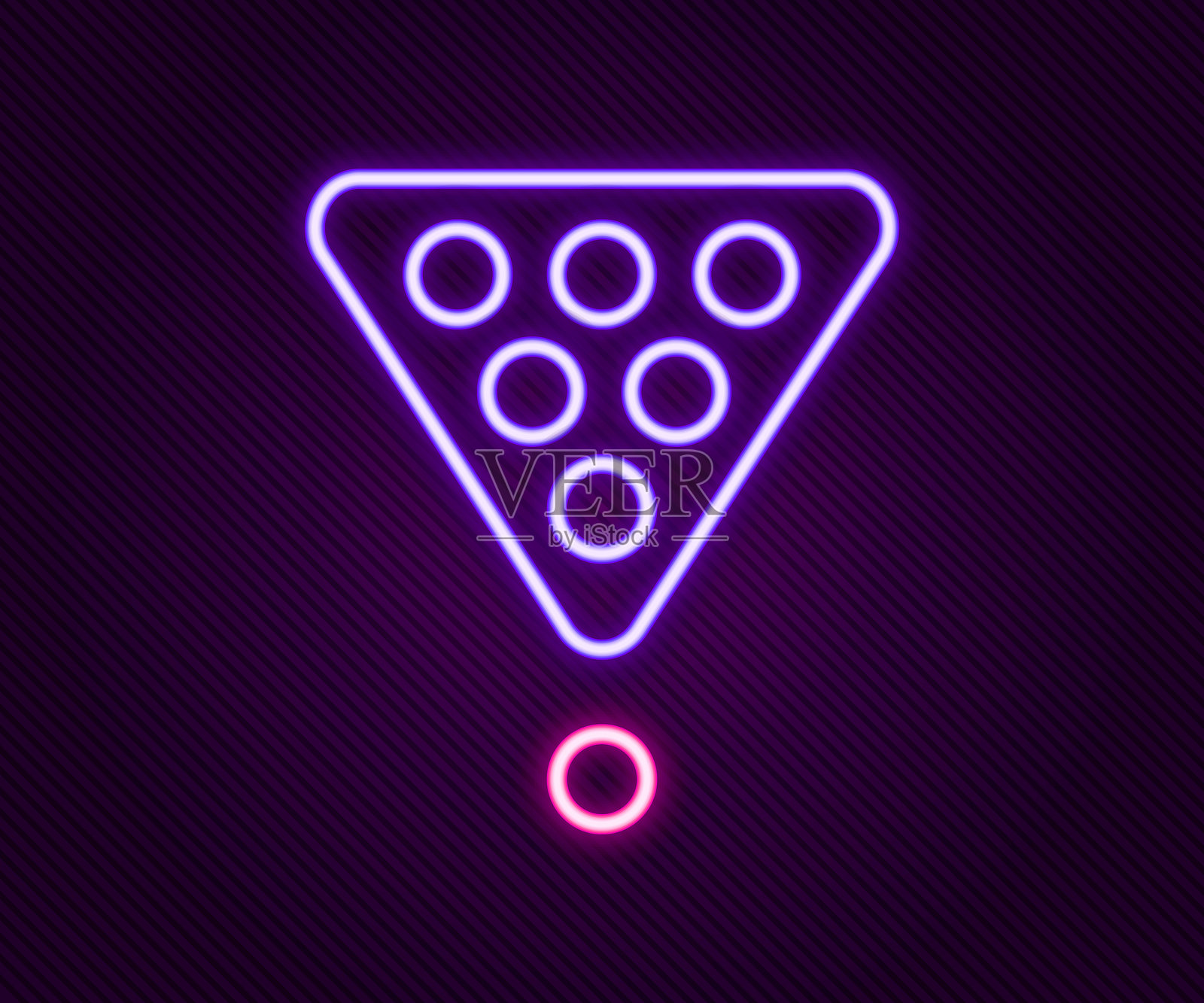 发光的霓虹线台球球在黑色背景上的三角架图标。彩色轮廓概念。矢量图。插画图片素材