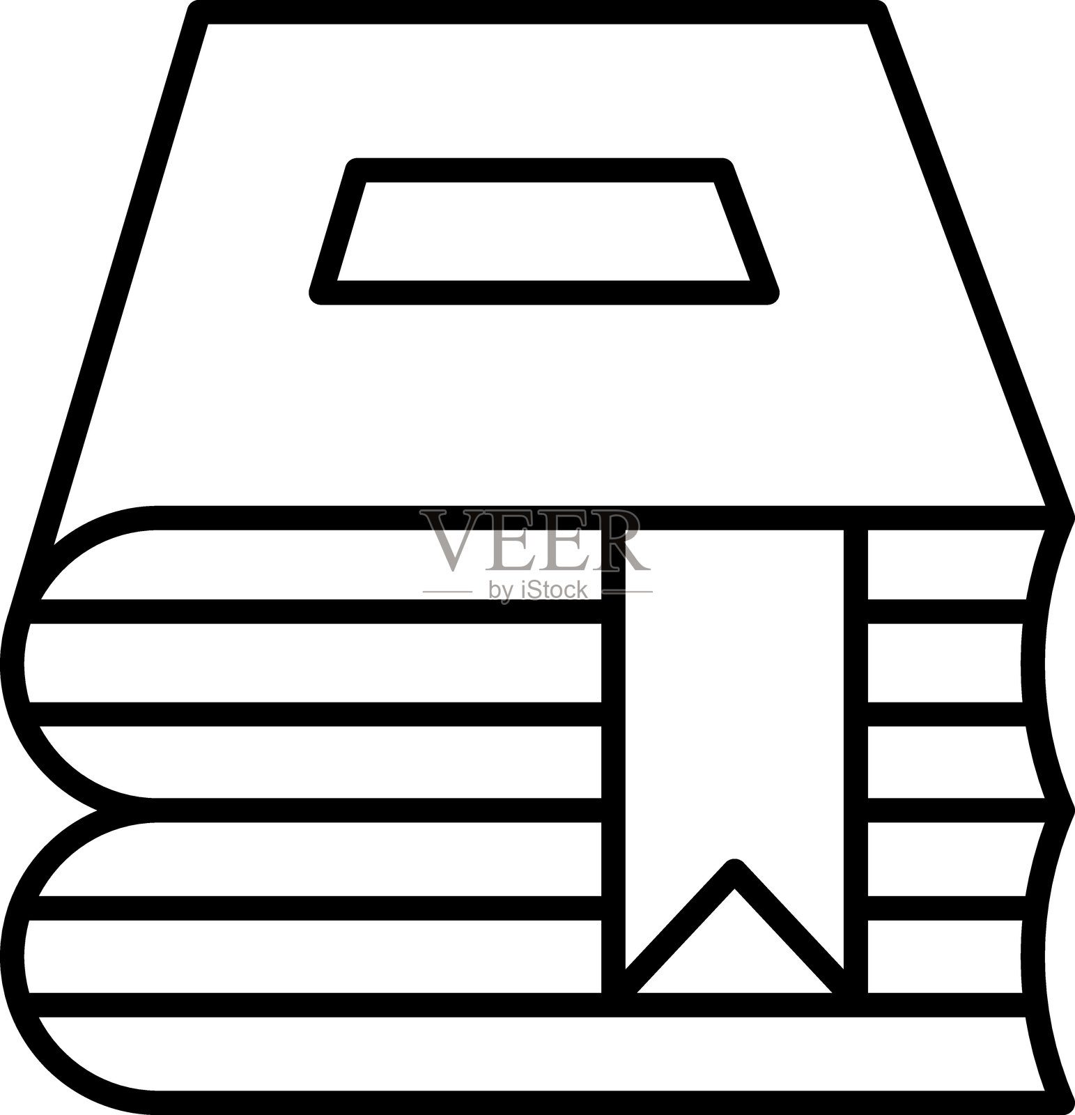 书本堆叠与书签的图标，象征知识与阅读，采用细线风格。插画图片素材