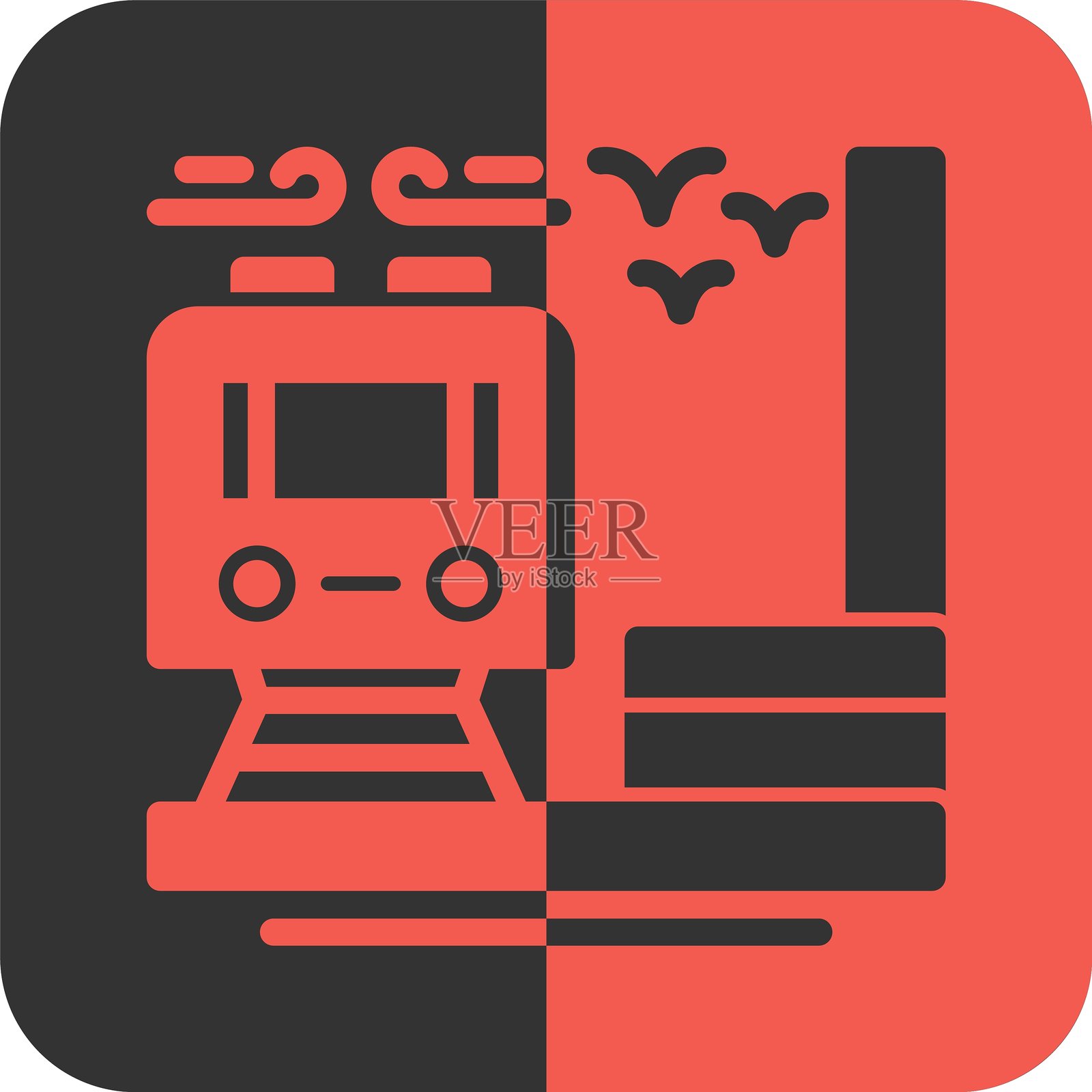 火车站红色反向图标插画图片素材