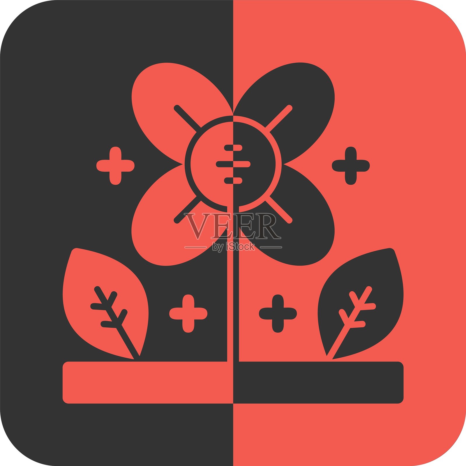 红色花朵反向图标插画图片素材