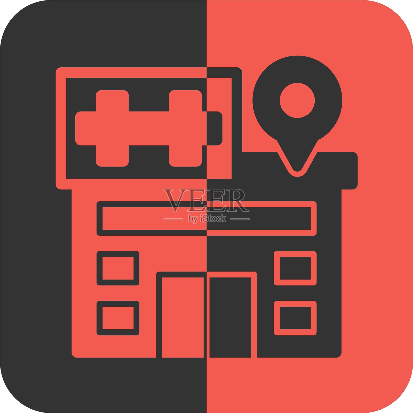 健身红色反向图标插画图片素材