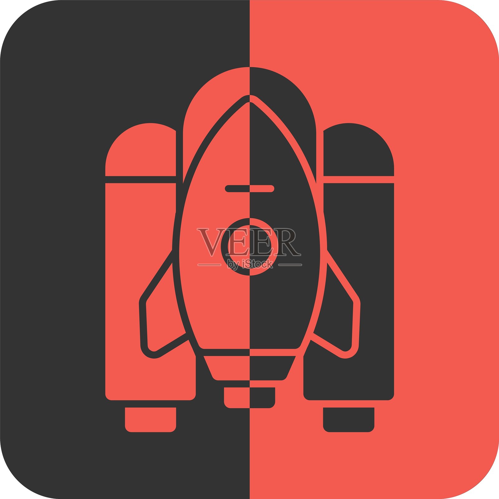 红色反向飞船图标插画图片素材