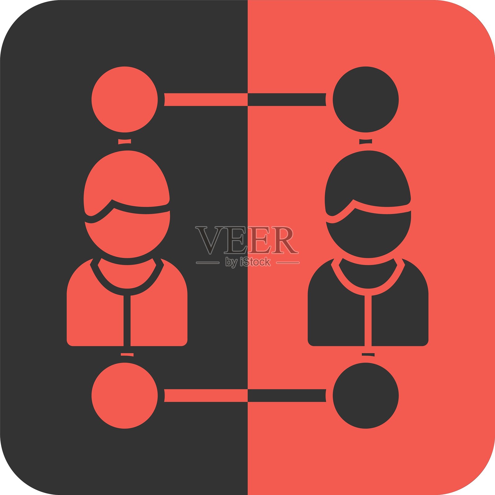 连接红色反向图标插画图片素材