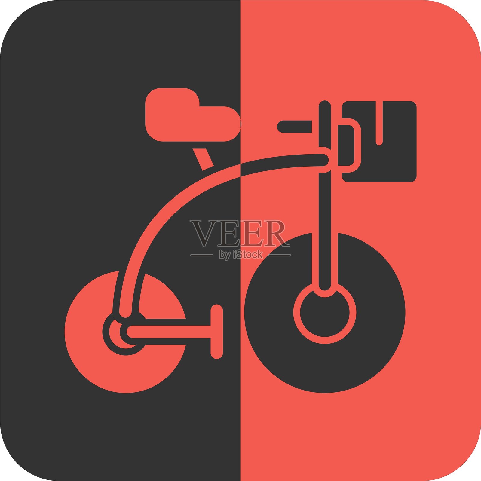 红色三轮车反向图标插画图片素材