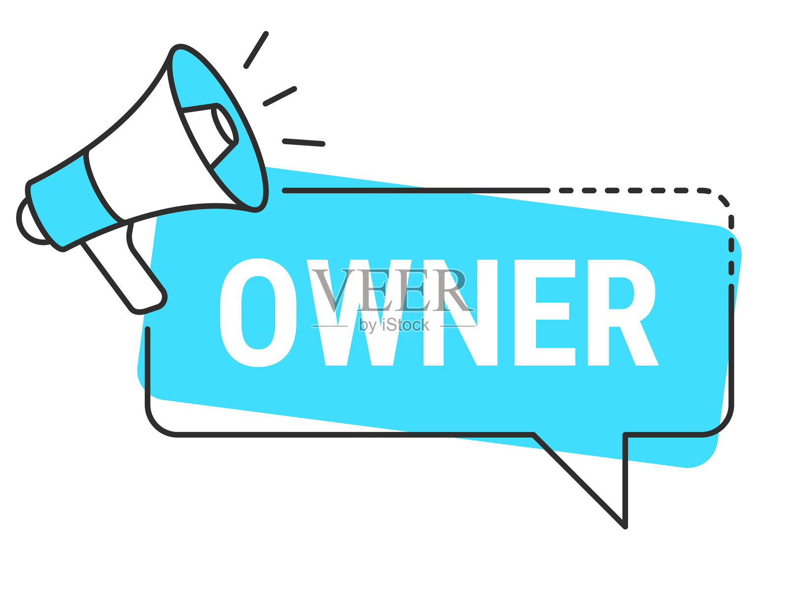 所有者 - 白色背景上的对话气泡和扩音器插画图片素材