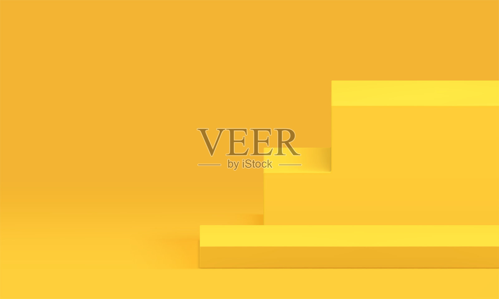 黄色的3D讲台阶梯展示台逼真矢量插图插画图片素材