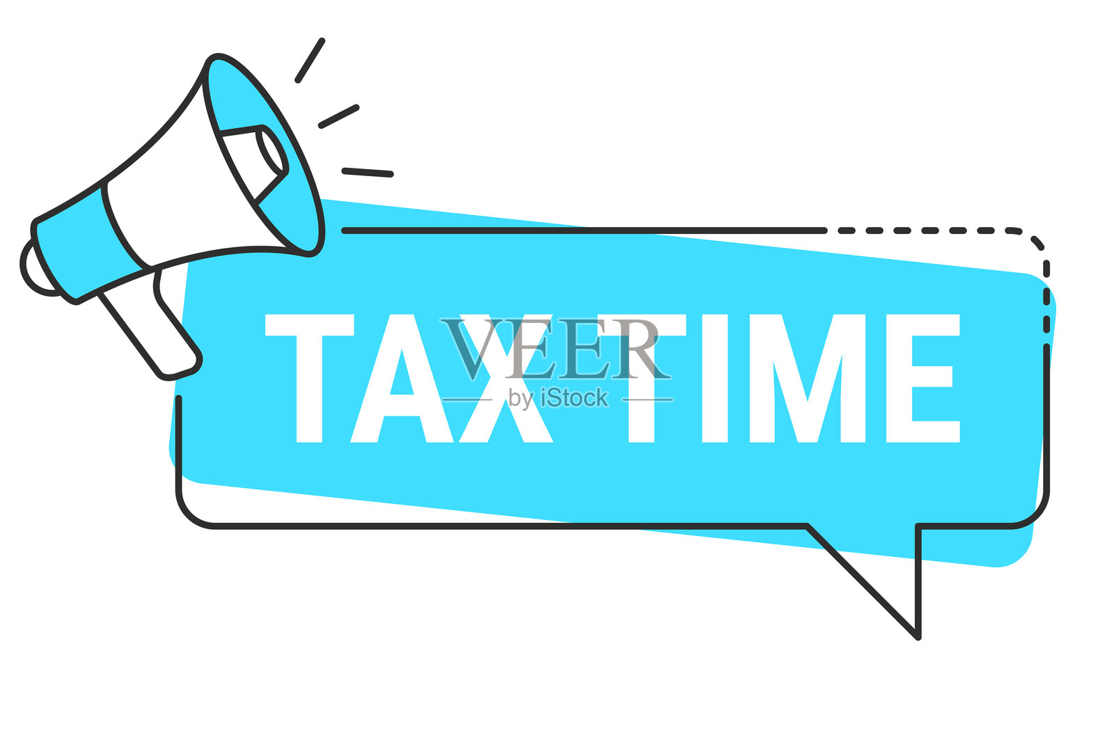 报税季节 - 白色背景上的对话气泡和扩音器插画图片素材