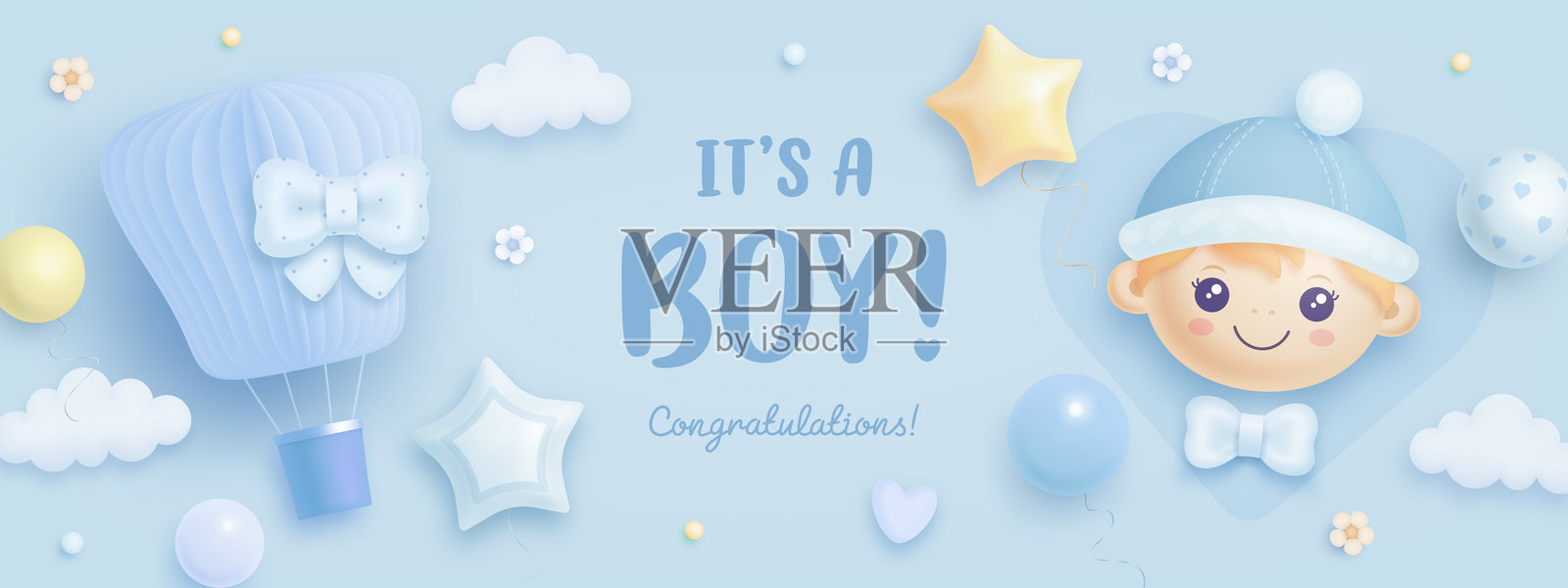 婴儿洗礼横幅、邀请函、贺卡设计模板插画图片素材