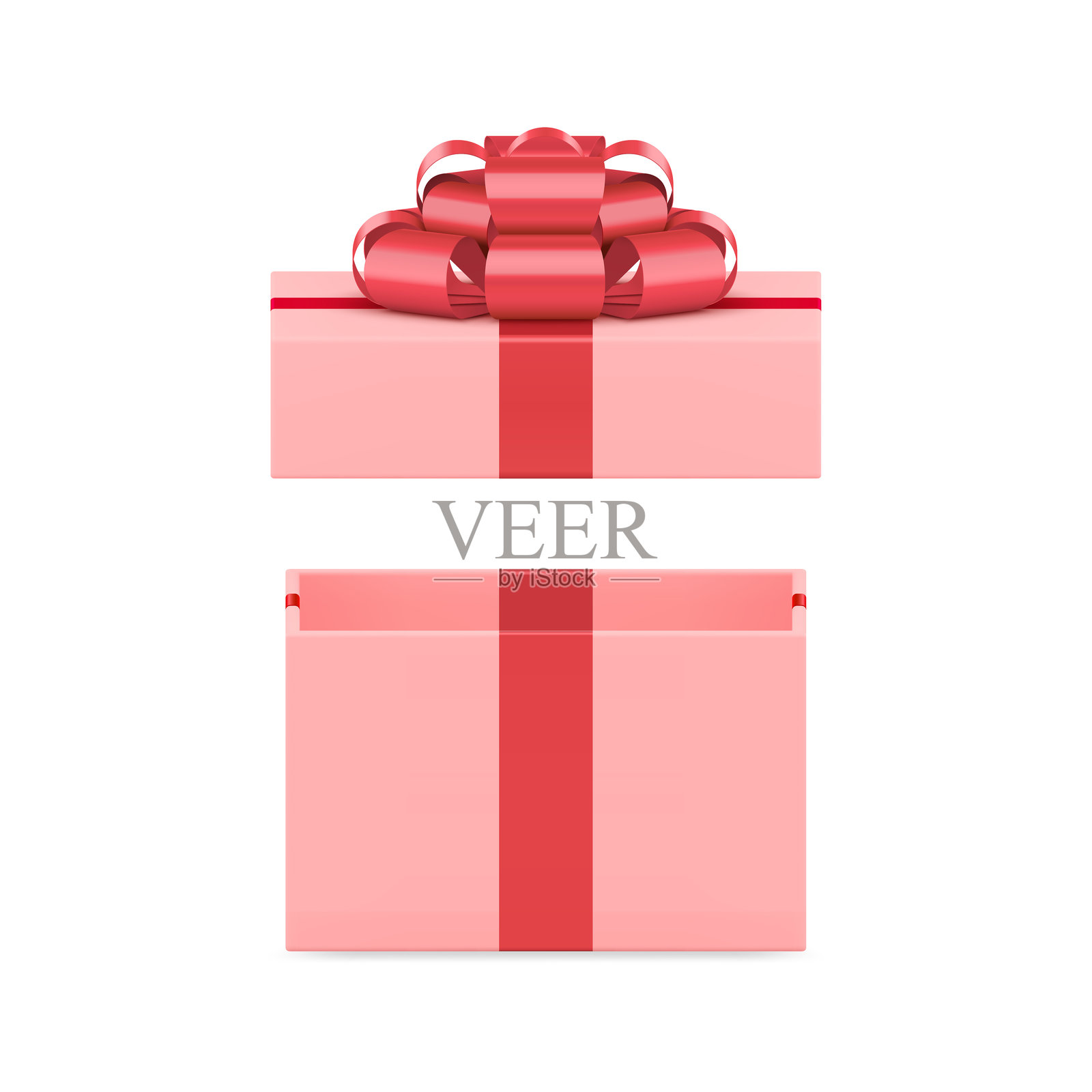 粉色打开的礼品盒，女性化奢华的礼物，配有奢华的蝴蝶结，3D图标，逼真的矢量图。插画图片素材