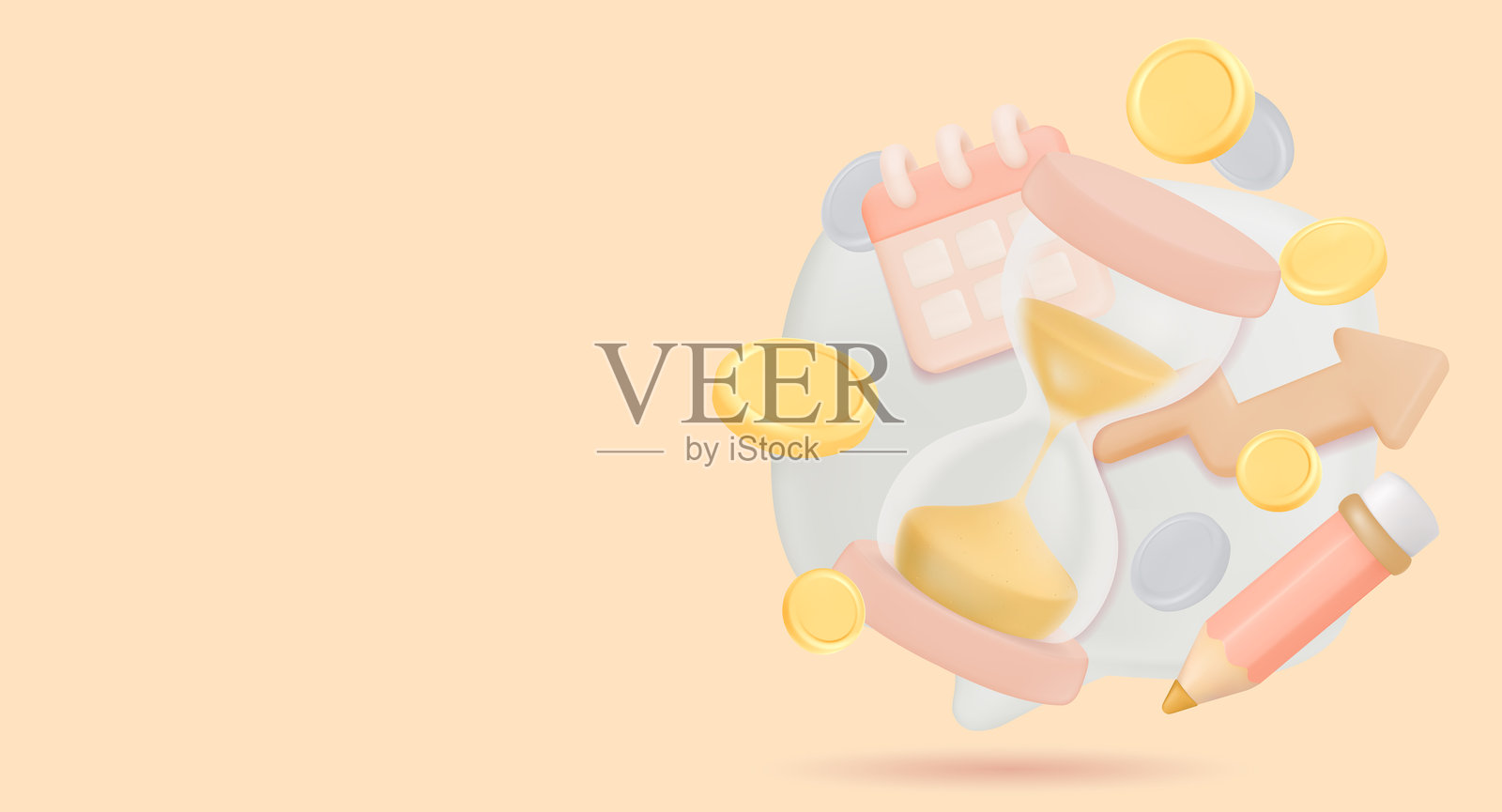 教育与投资获利的网页海报，留有插入文本或公告的空白区域。插画图片素材