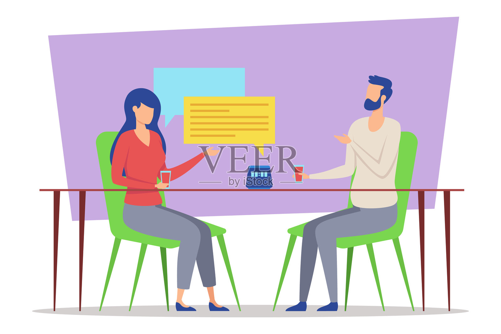 朋友之间在轻松环境中的对话插画图片素材
