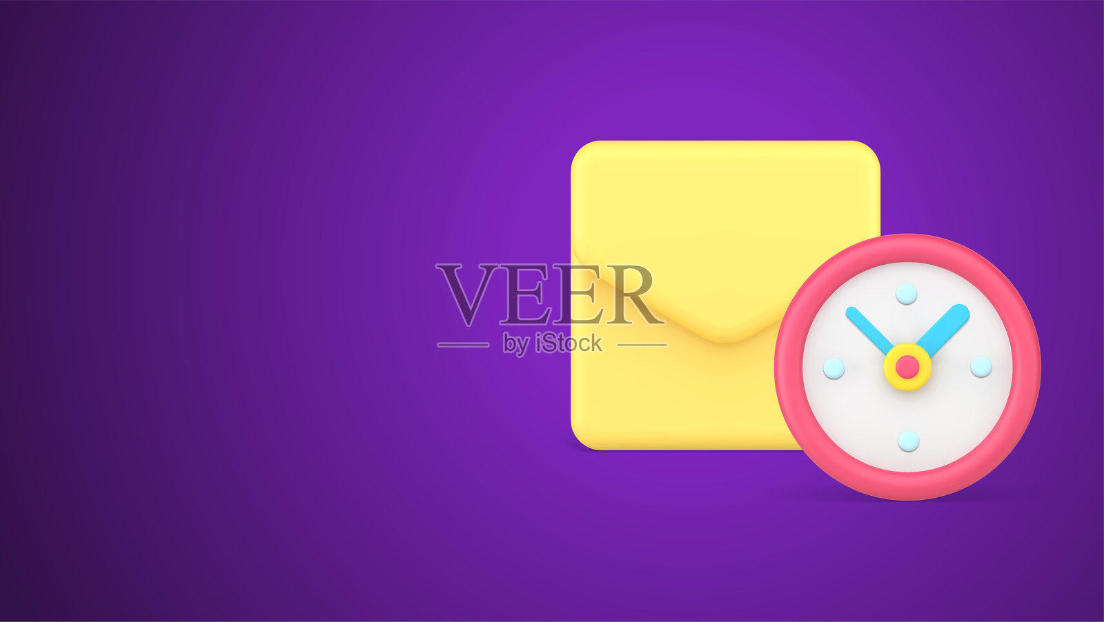 快递邮件电子邮件黄色信封手表时钟倒计时3D图标矢量图插画图片素材