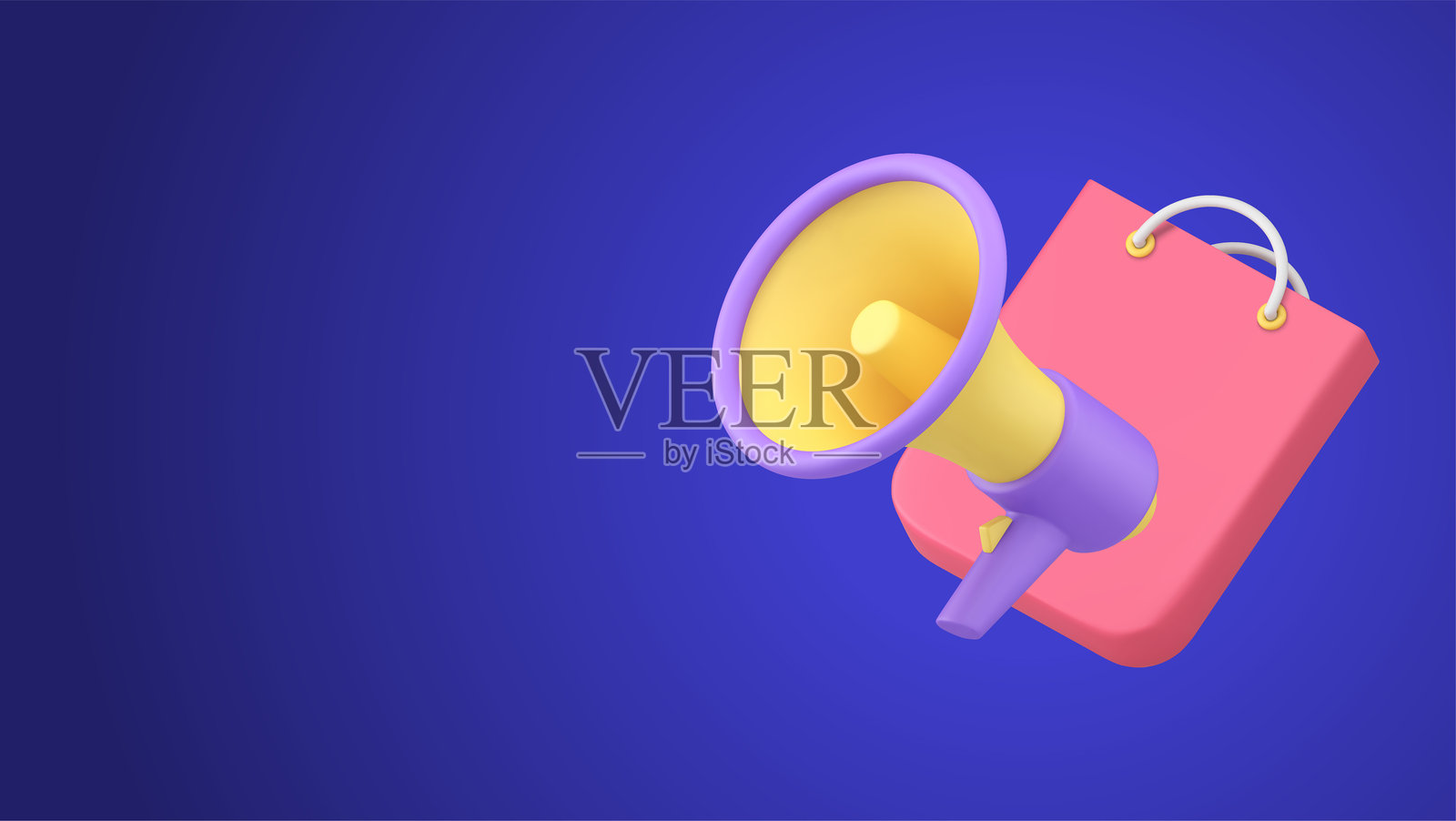 购物促销折扣公告扩音器逼真3D图标矢量图插画图片素材