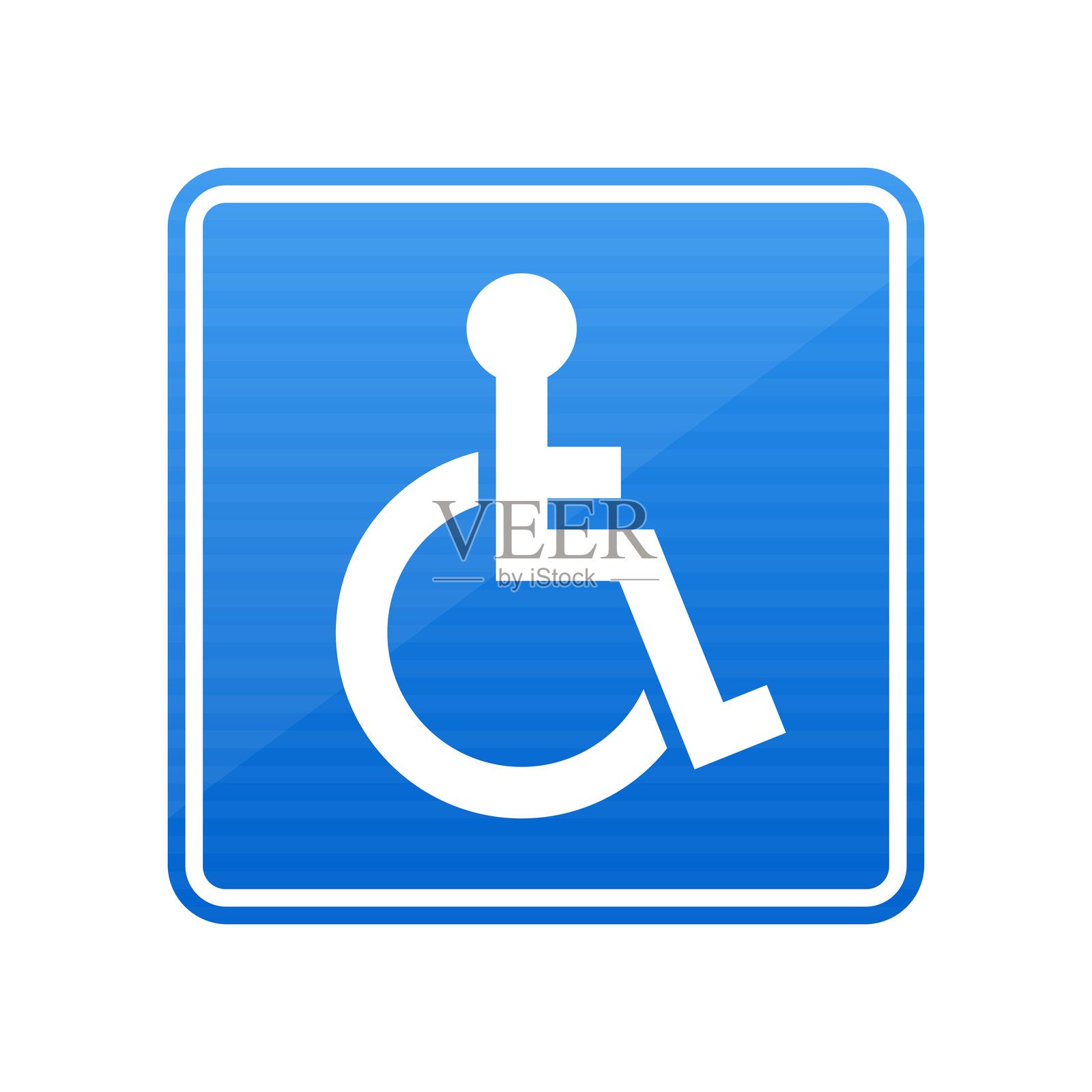 蓝色方形标志：残疾人士无障碍符号插画图片素材