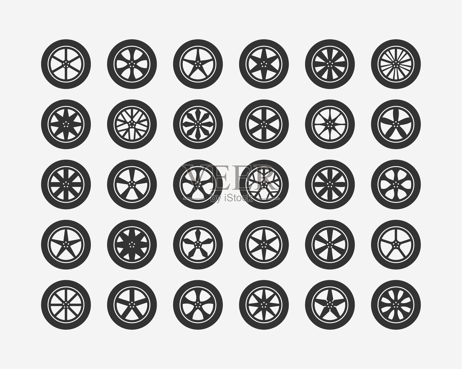 轮胎和车轮。圆盘轮汽车图标矢量。插画图片素材