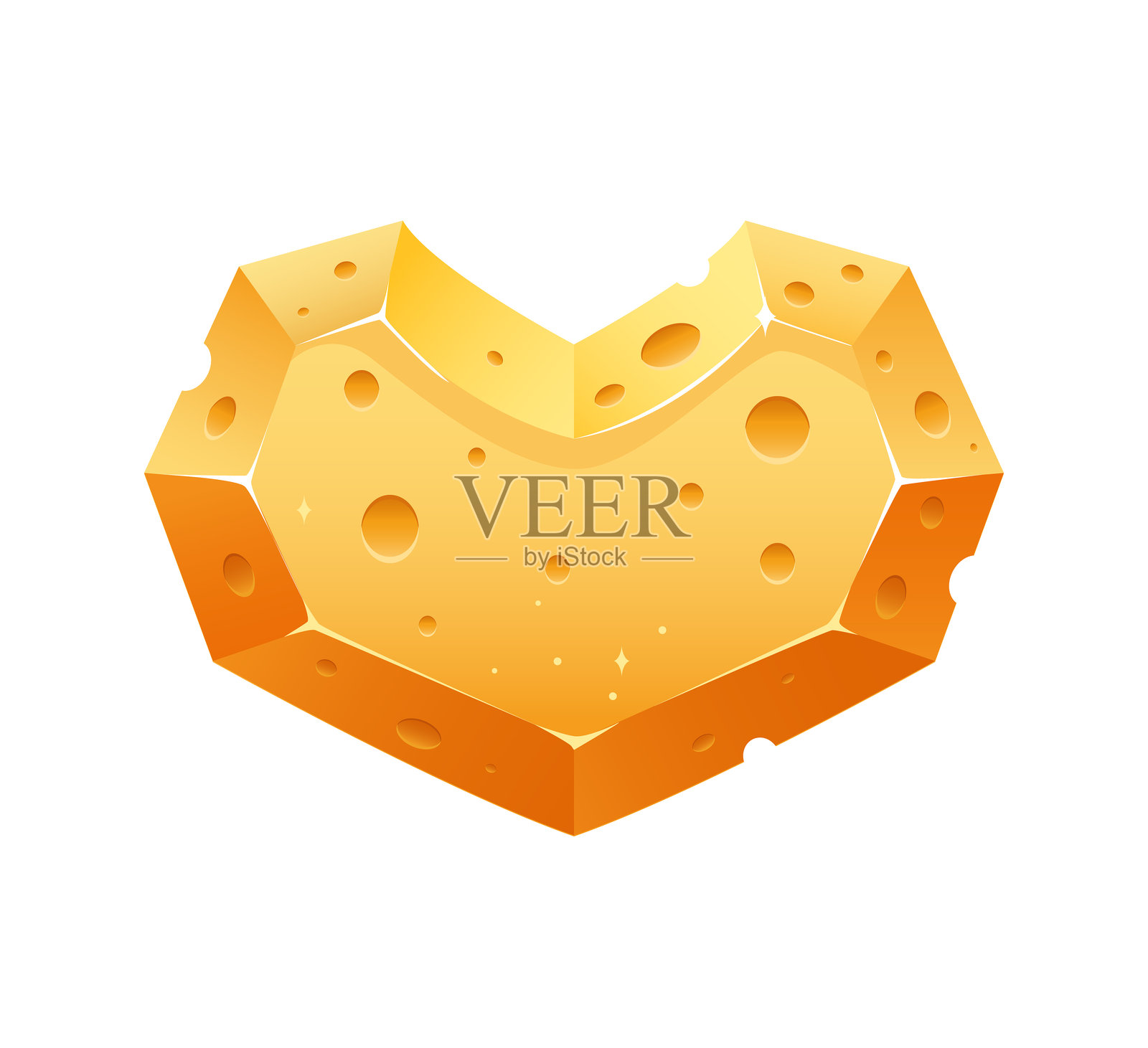 心形奶酪图标，孤立在白色背景上。矢量卡通插图。插画图片素材