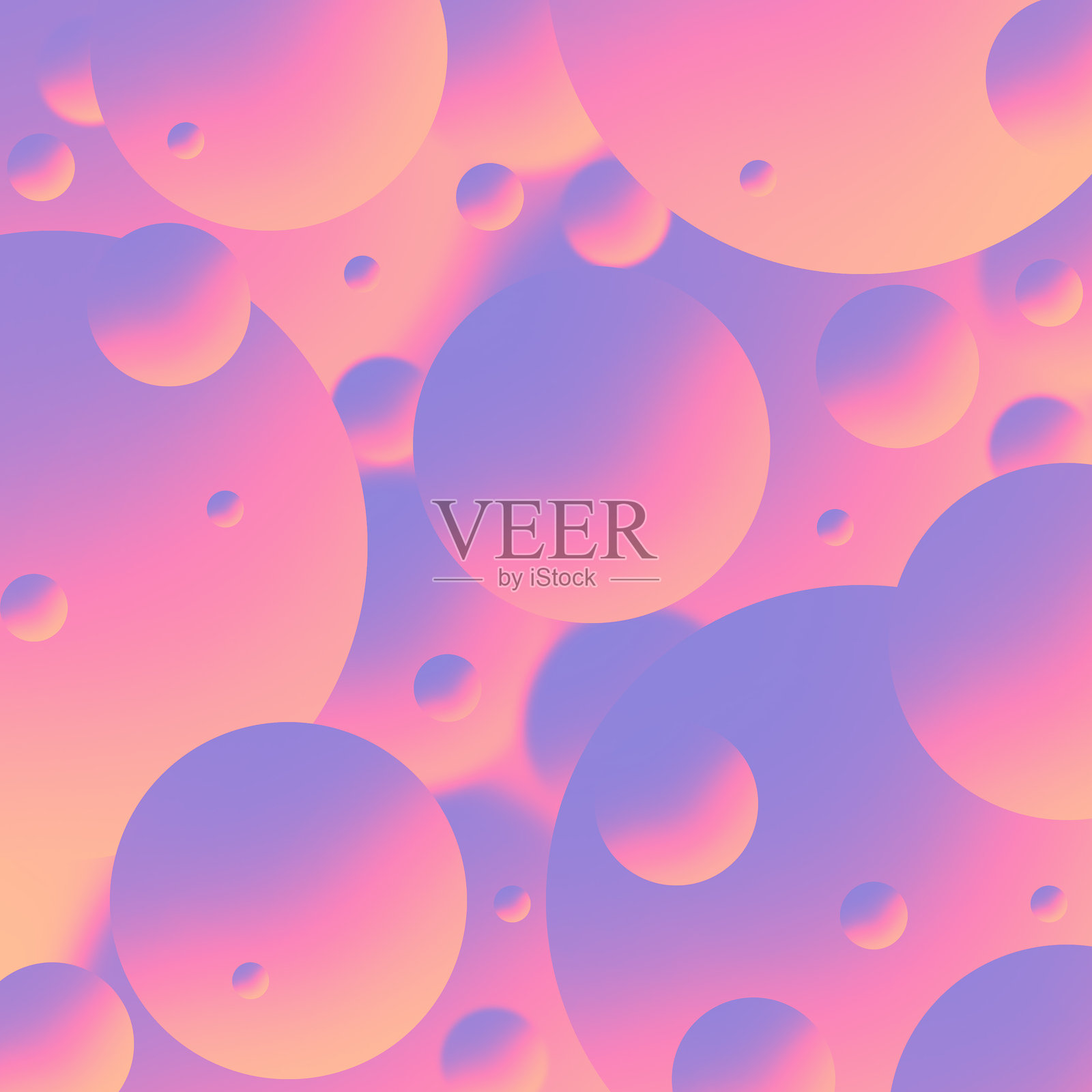 抽象的3D气泡背景 - 柔和色彩渐变与漂浮的球体插画图片素材