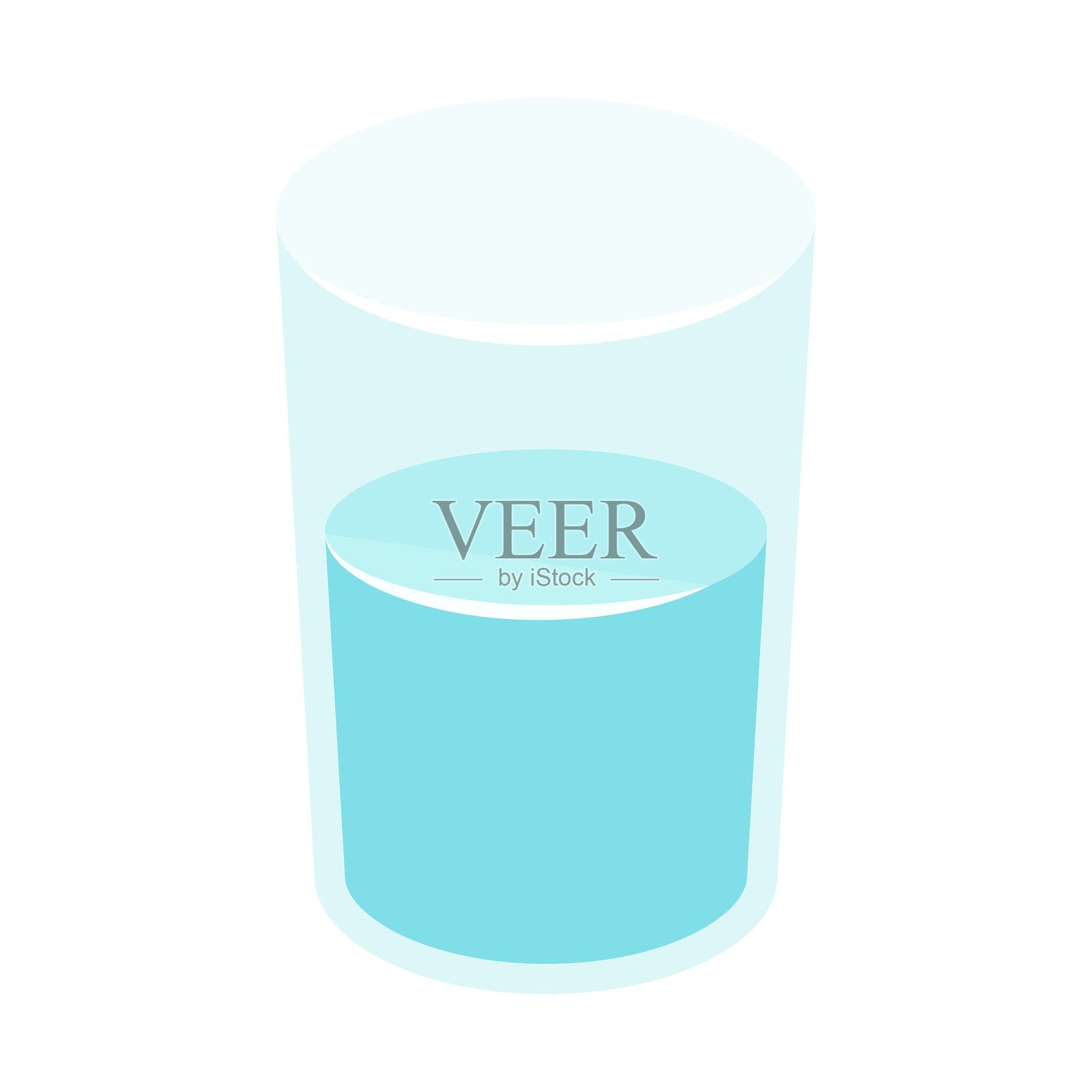 平面矢量插图：一杯水 - 水分补充与健康概念插画图片素材