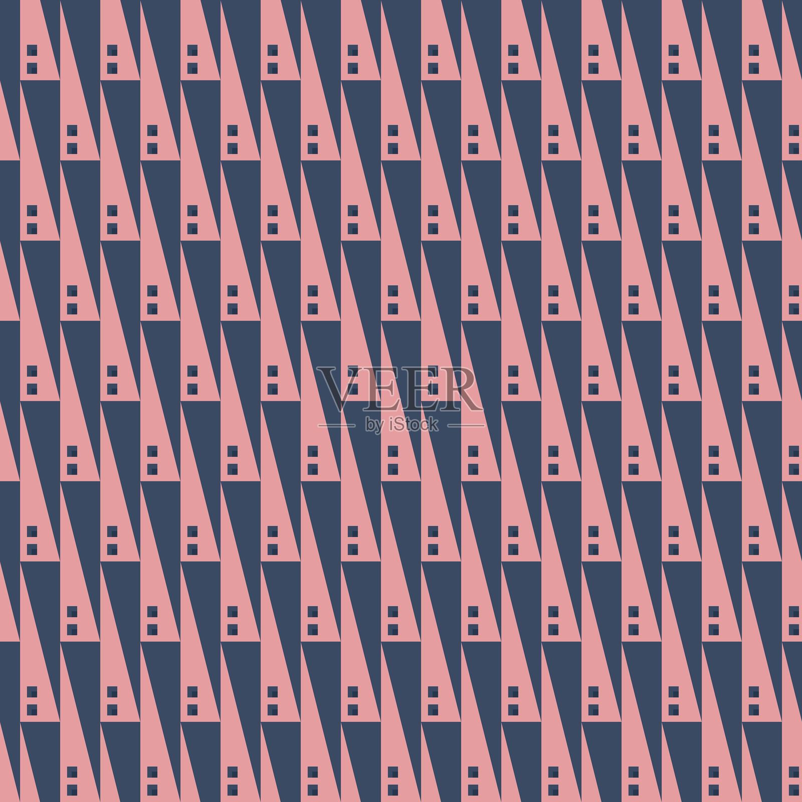 无缝几何图案，包含三角形和正方形插画图片素材