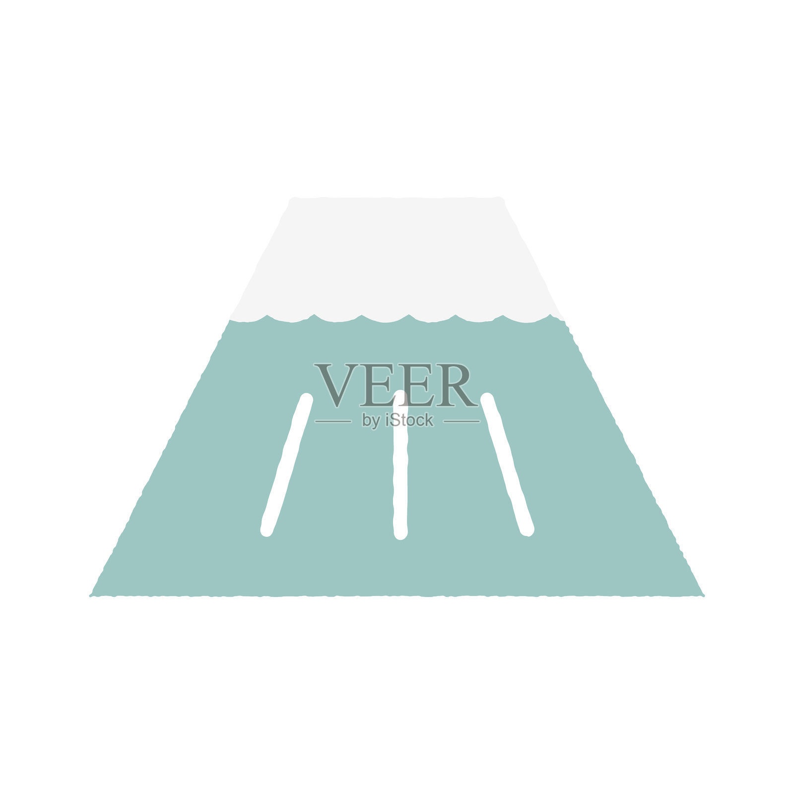 手绘富士山图标与道路 — 极简日本旅行符号插画图片素材