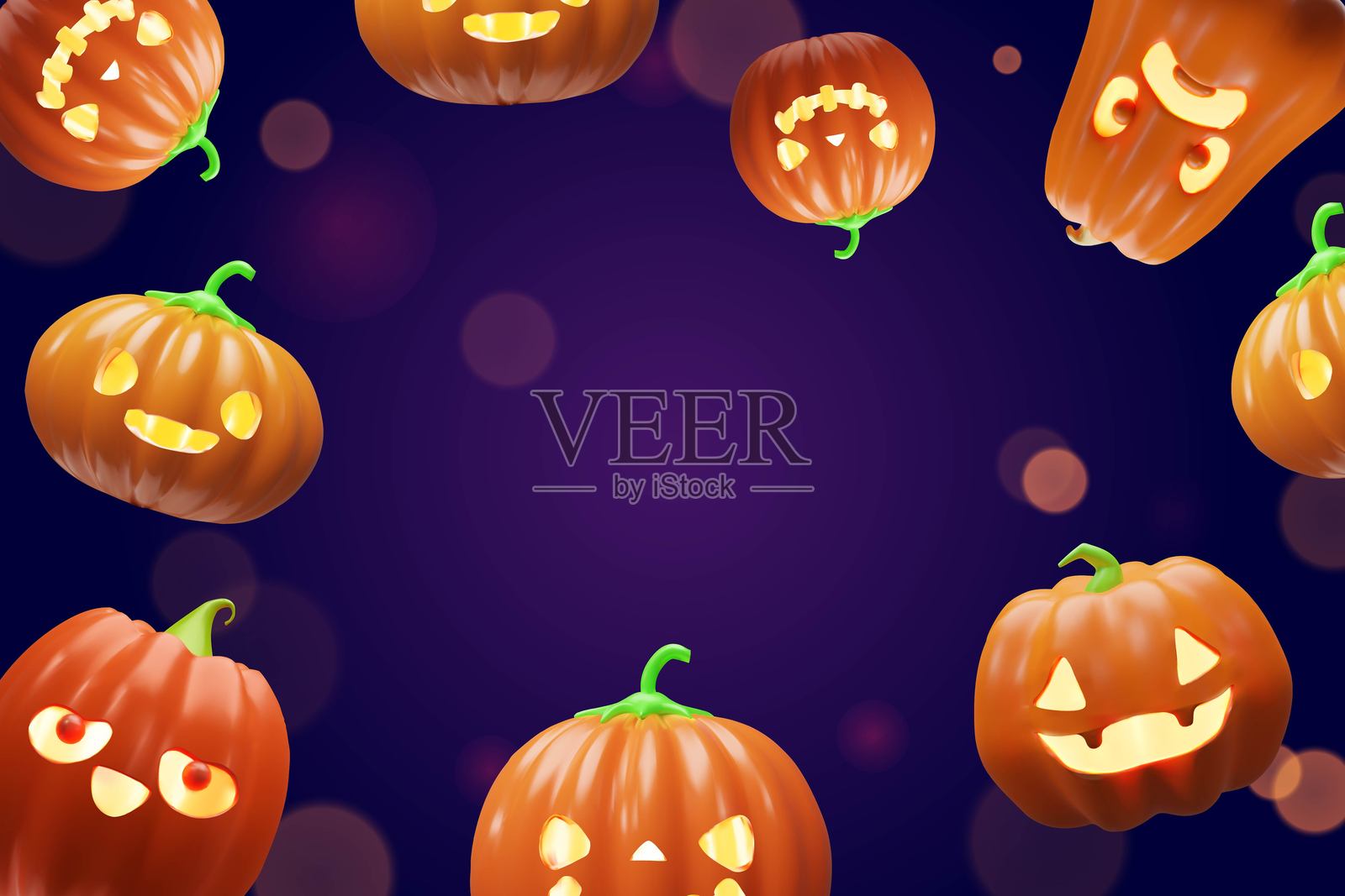 3D万圣节南瓜边框横幅插画图片素材