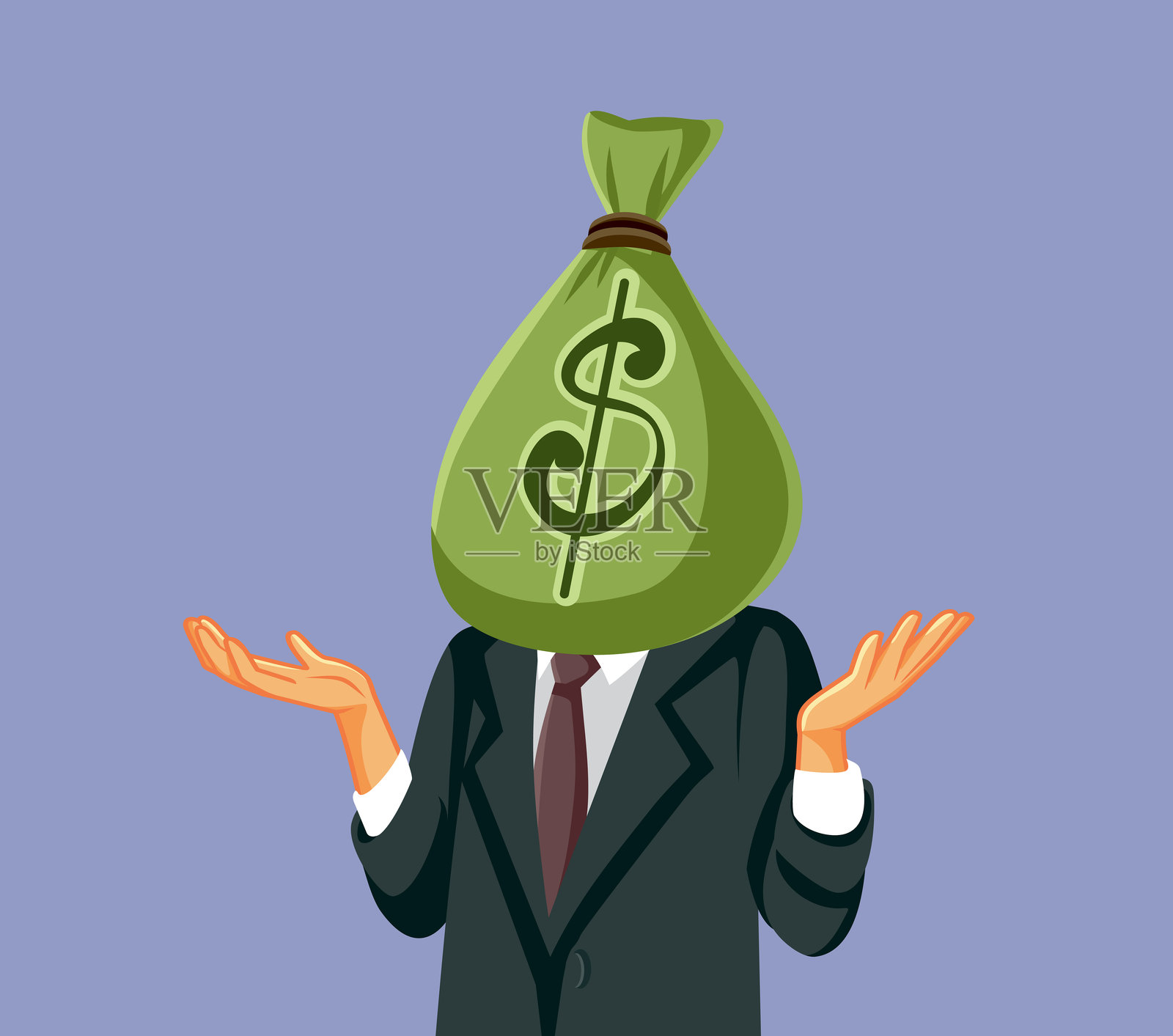 富有男人耸肩逃避责任矢量卡通图插画图片素材