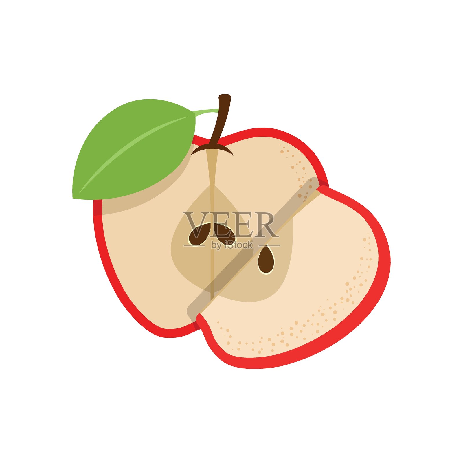 扁平风格的苹果图标。新鲜水果的矢量插图，背景为纯色。新鲜苹果的商业概念标志。插画图片素材