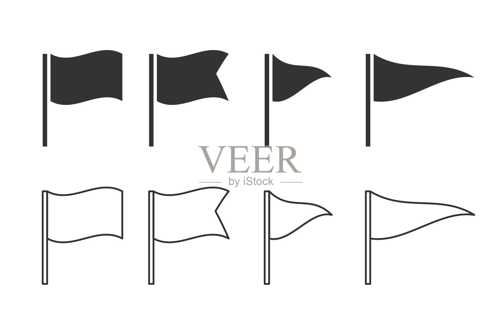 简单的旗帜图标矢量集插画图片素材