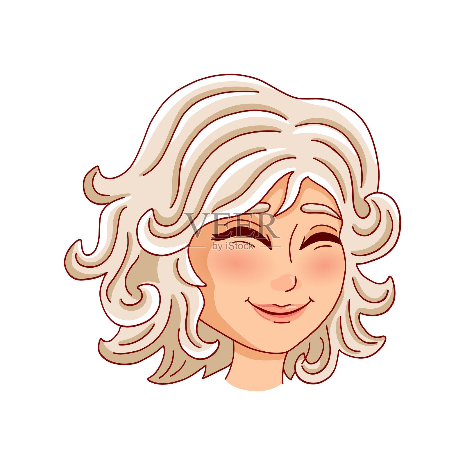 微笑的女性面孔插画图片素材