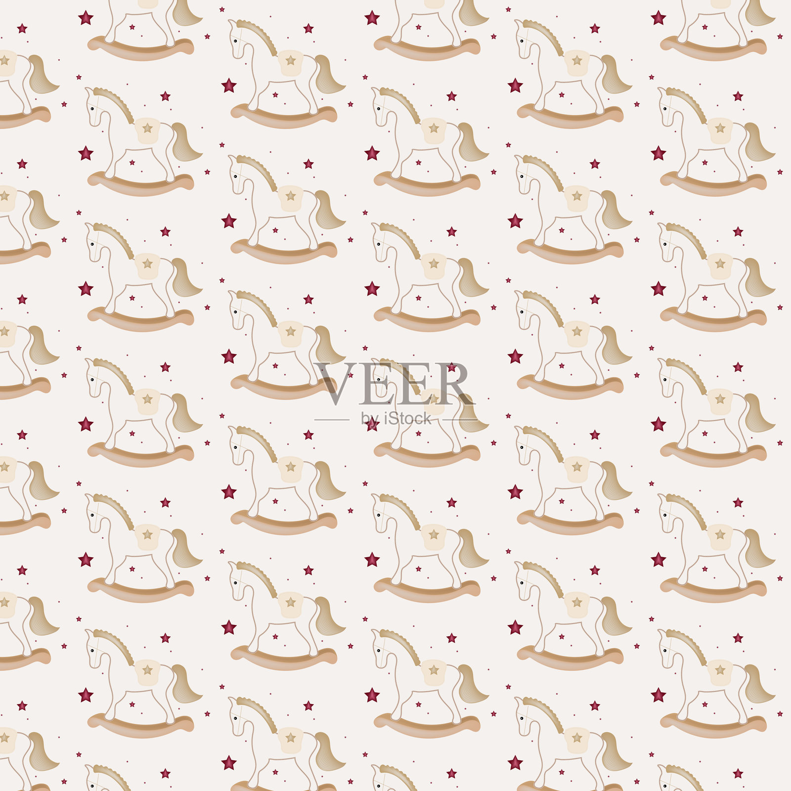 木制摇马椅子图案插画图片素材