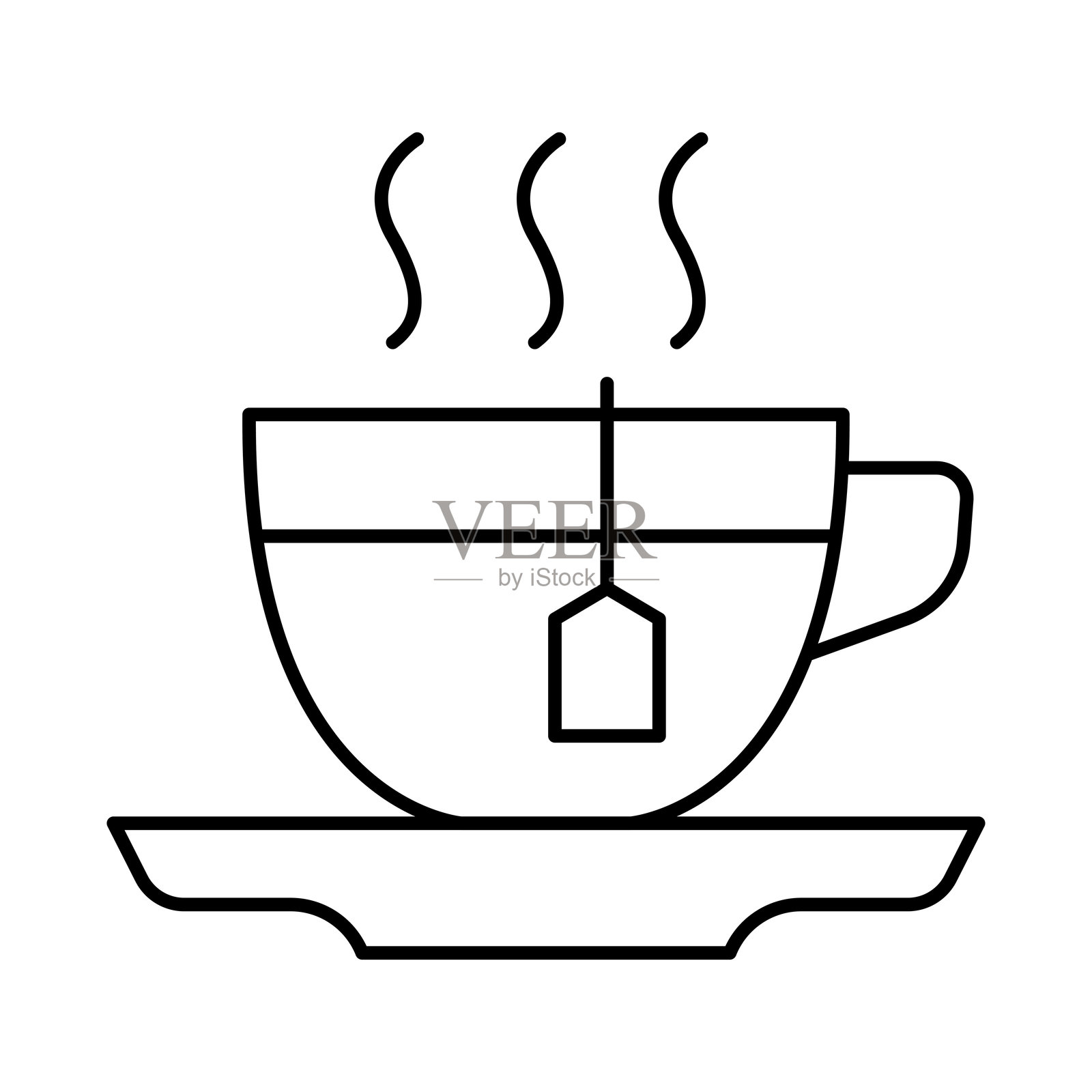 茶线可编辑描边图标。快餐和饮品主题矢量插图插画图片素材