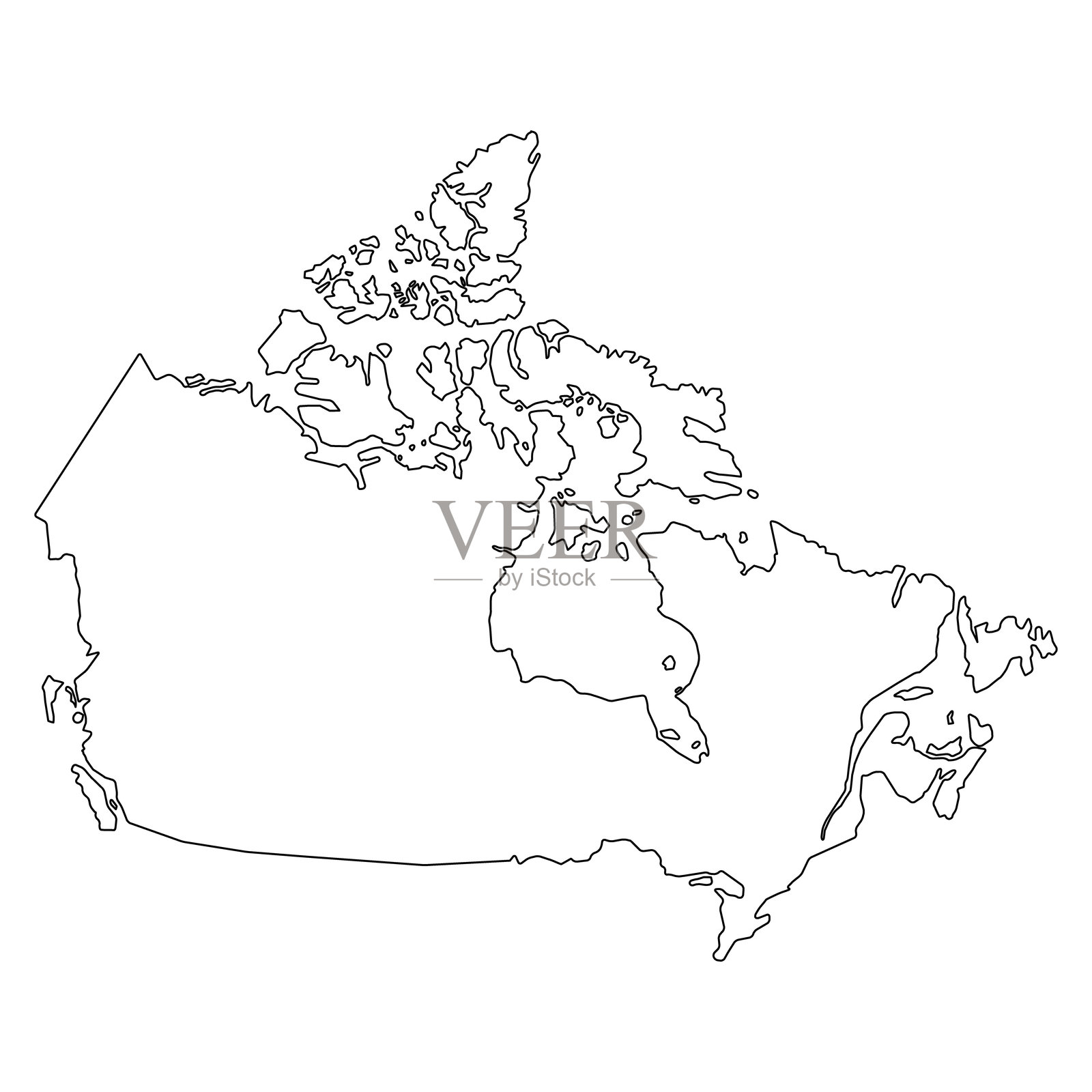 加拿大地图符号形状，旅行网络扁平概念图标插图插画图片素材