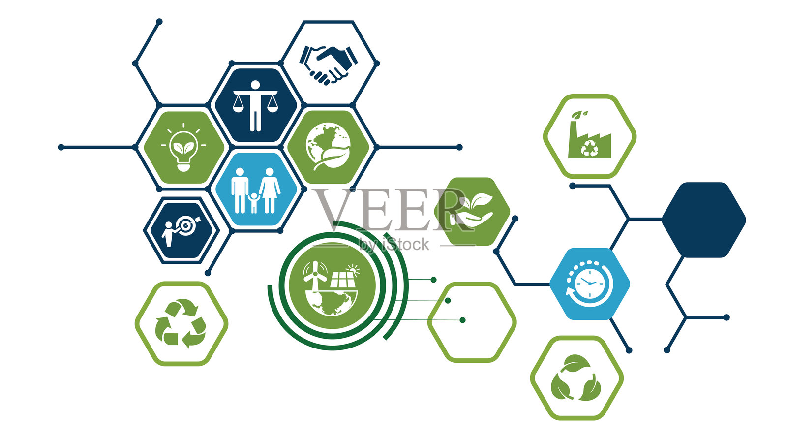 可持续发展与全球绿色产业商业概念的企业社会责任（CSR）模板设计，EPS 10 矢量插图插画图片素材