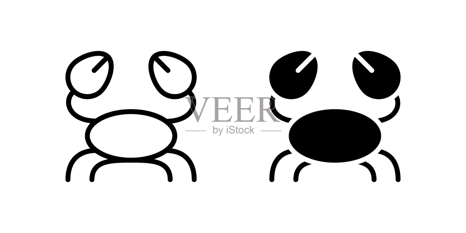 适合海滩或海洋生物主题的螃蟹图标集。插画图片素材