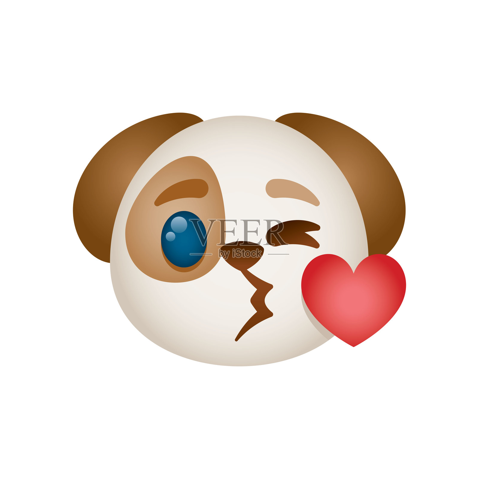 吹吻的狗狗表情符号插画图片素材