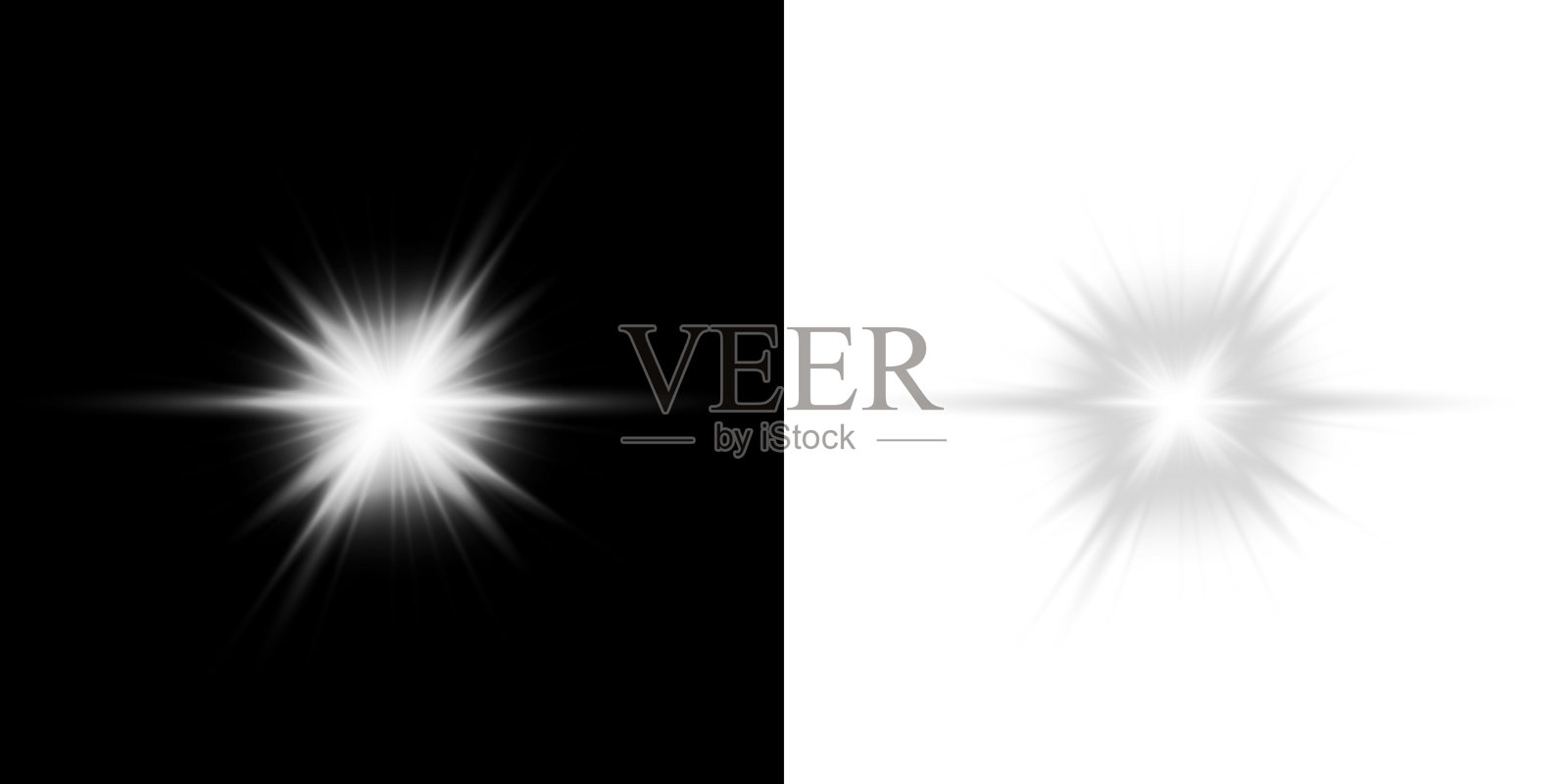 明亮的镜头光晕和发光效果在透明背景上的抽象、空灵设计插画图片素材