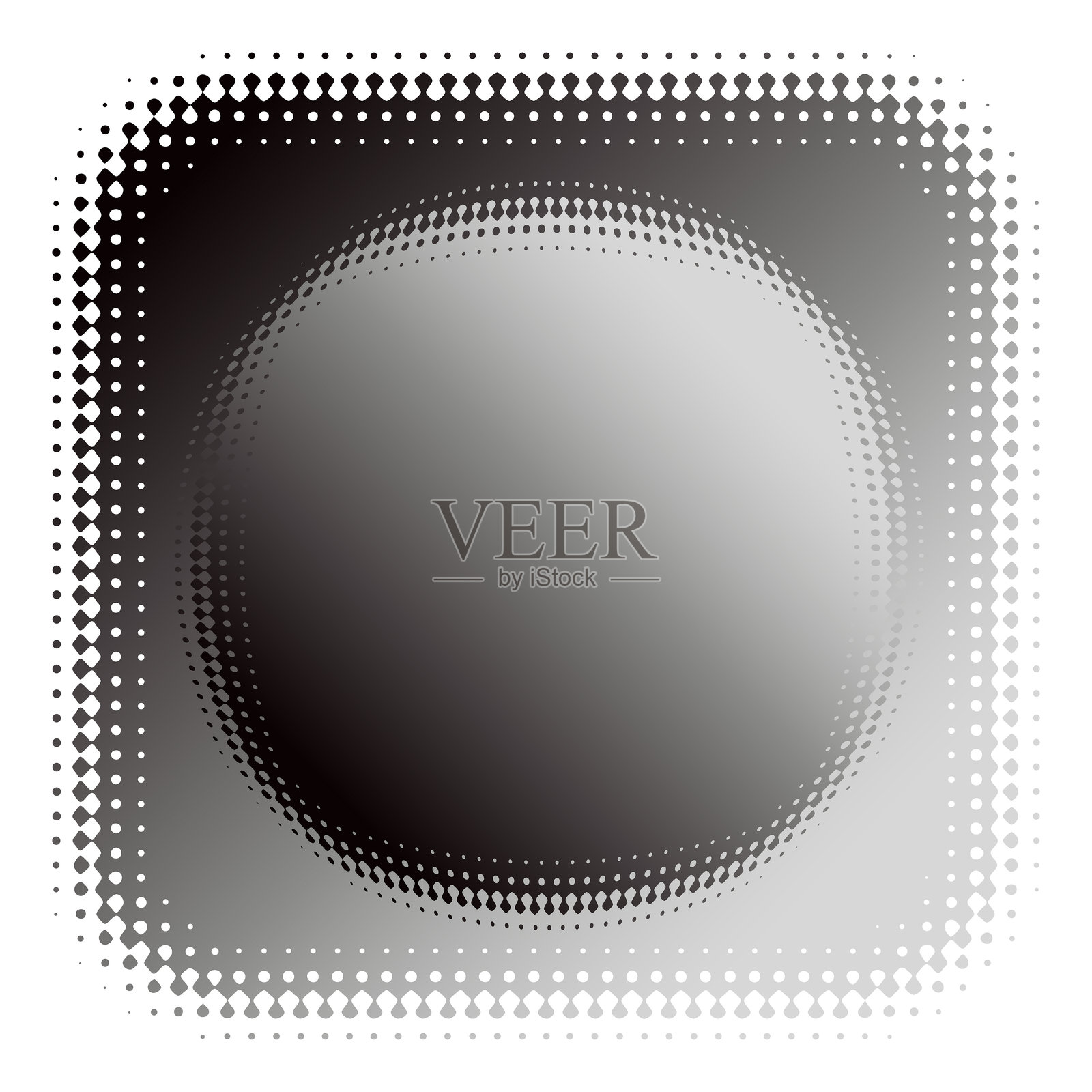 半色调点阵圆形漂浮在方形上方插画图片素材