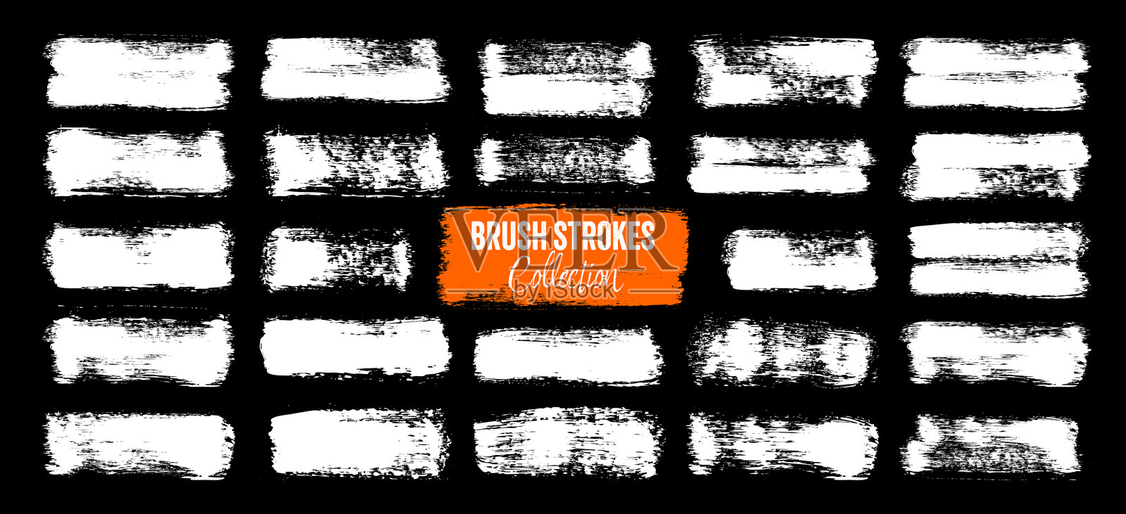 磨砂画笔笔触、线条、墨水污迹、手绘涂鸦形状。手工草图标记、丙烯颜料污点、炭笔划痕。油漆纹理、干刷效果。马克笔下划线。矢量插图插画图片素材