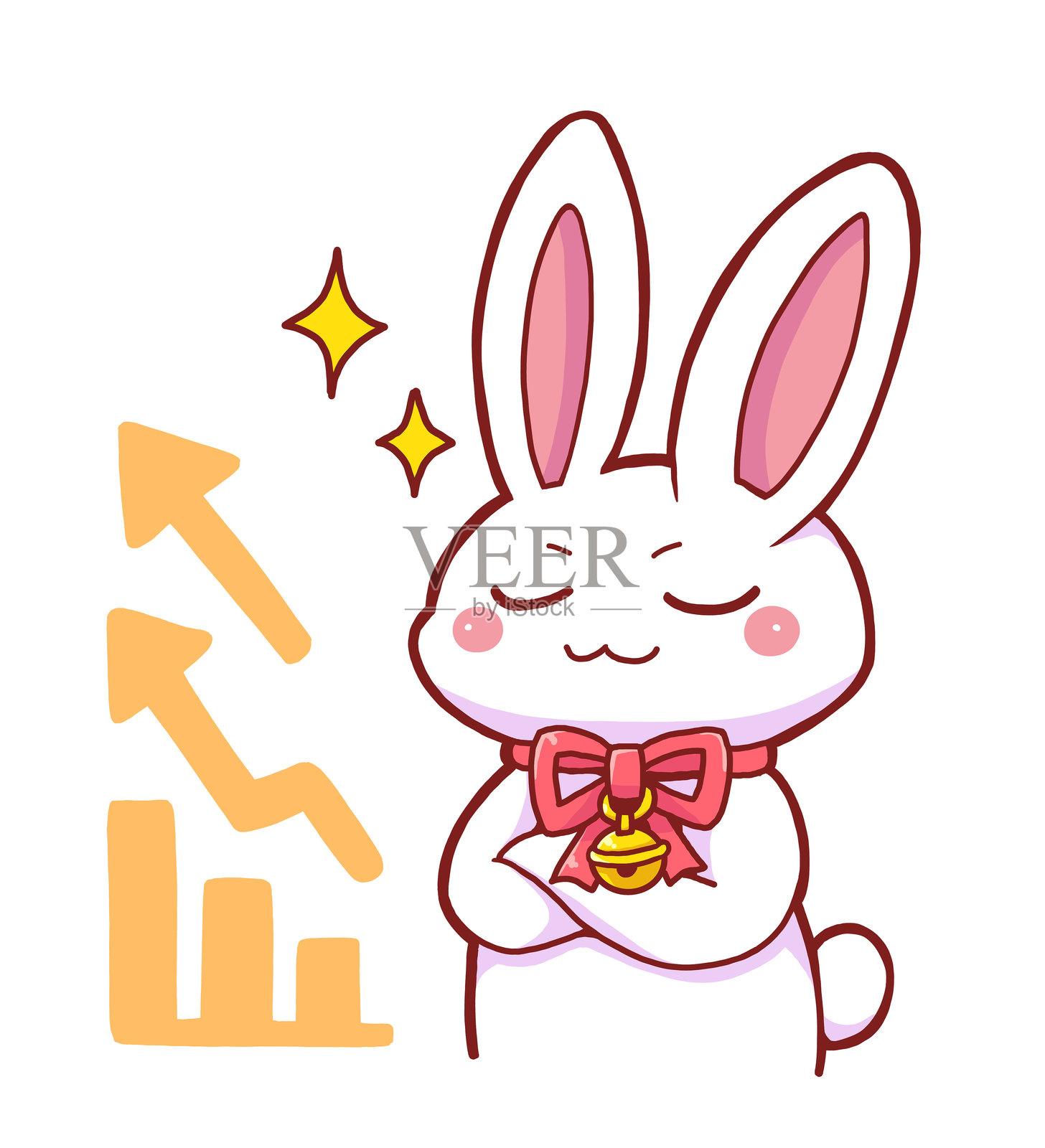 一只心情愉快的兔子插画图片素材