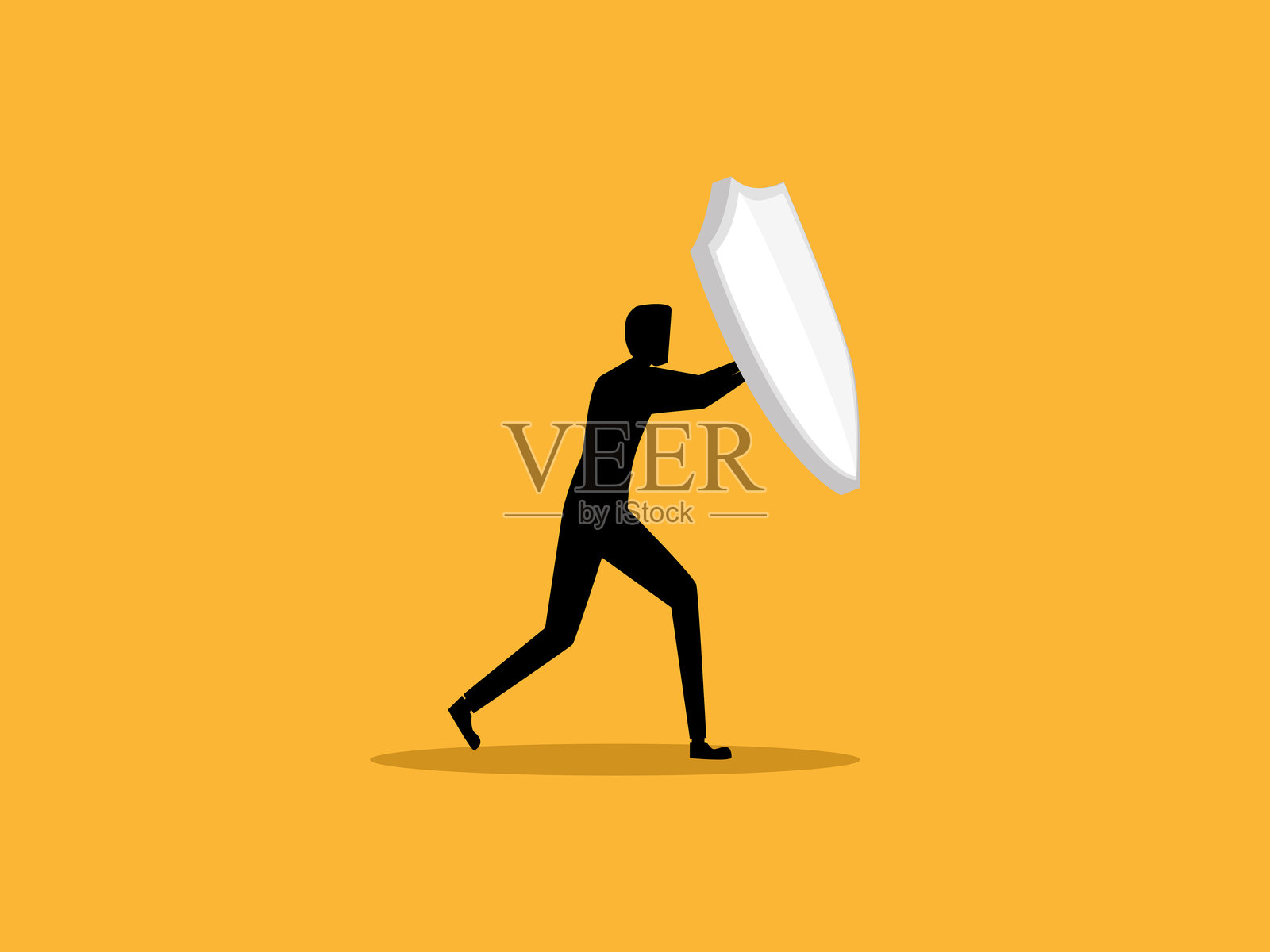 商人手持盾牌以保护自己免受攻击插画图片素材