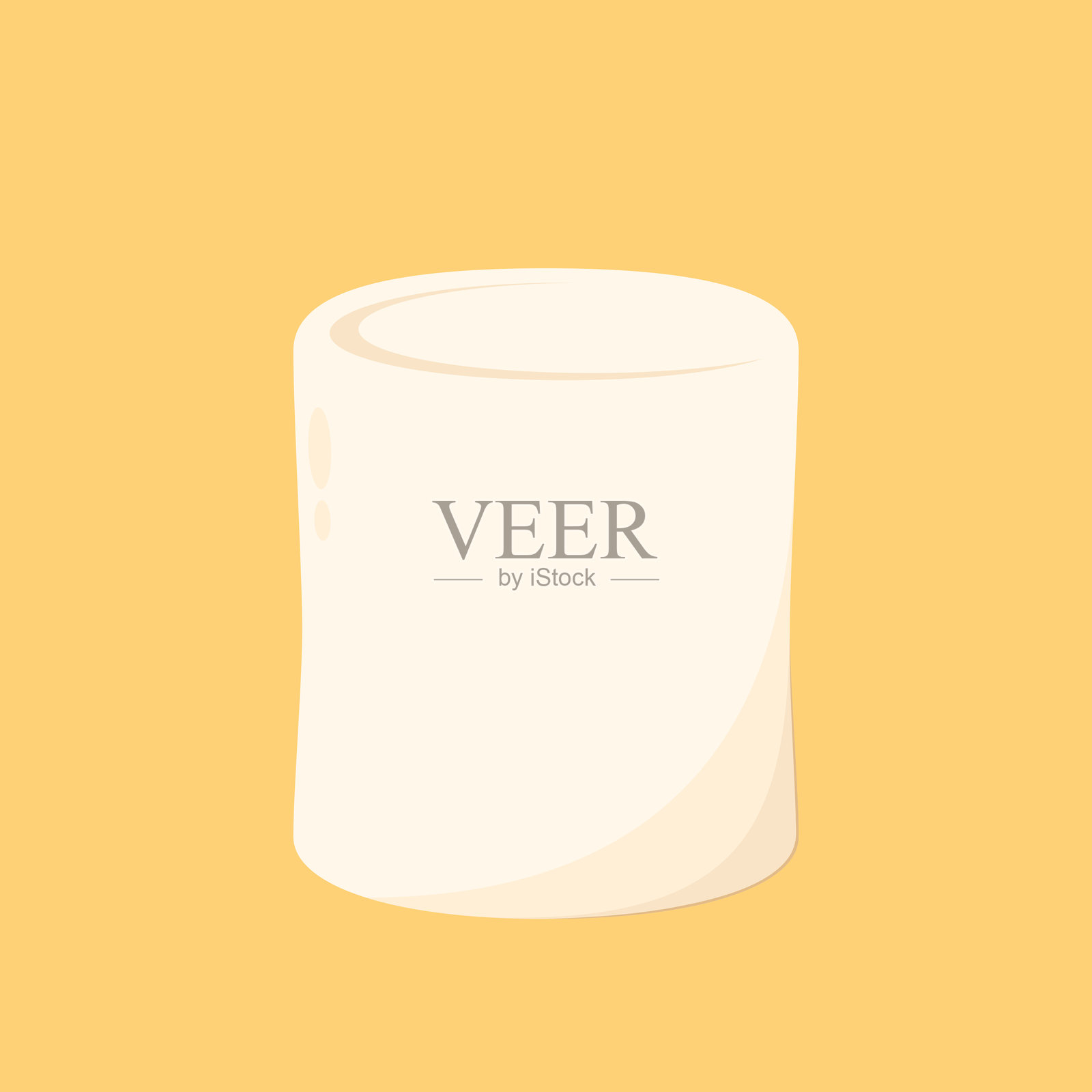 白色棉花糖孤立在黄色背景上。插画图片素材