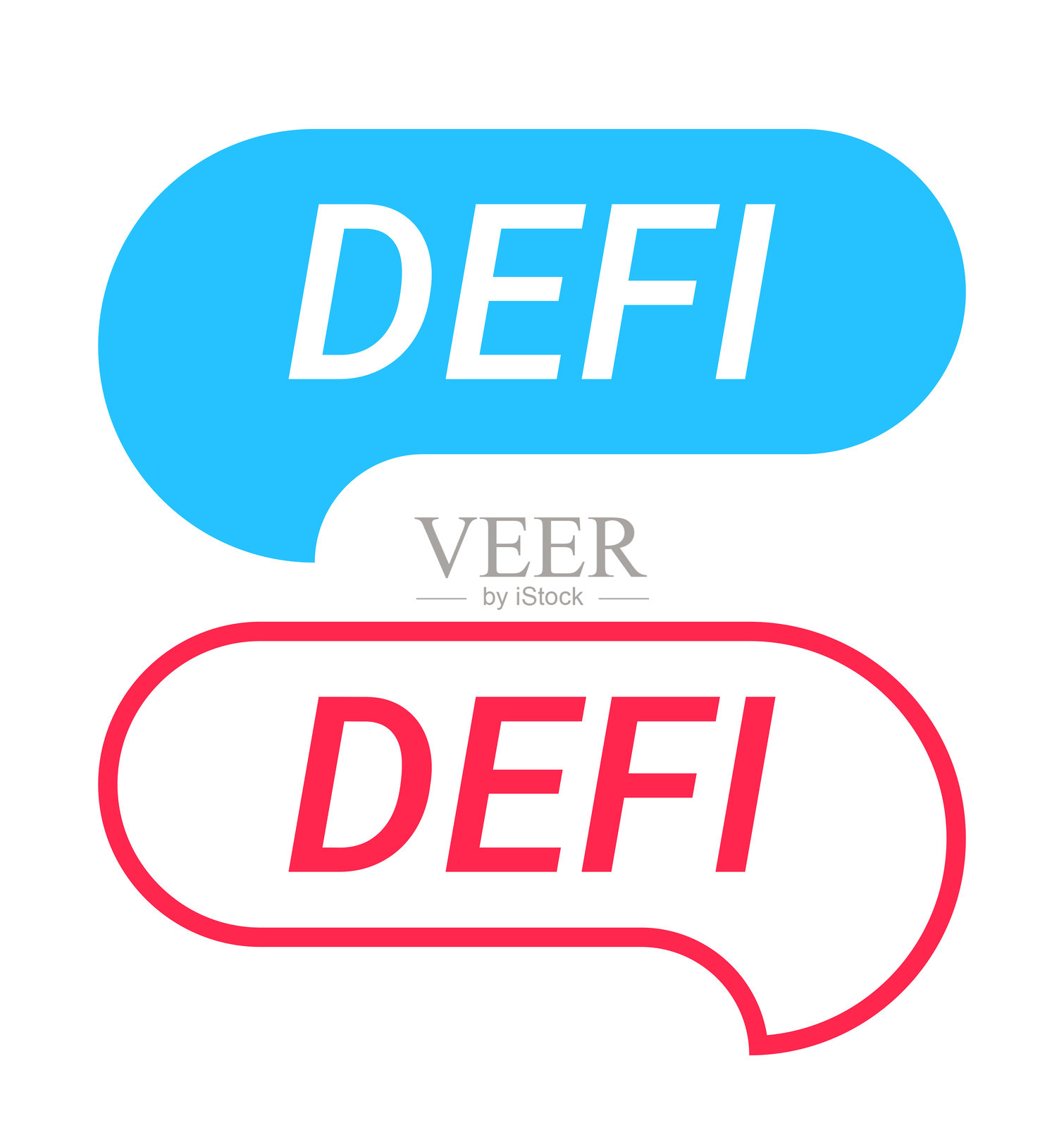 去中心化金融 - 白色背景上的蓝色和红色对话气泡插画图片素材