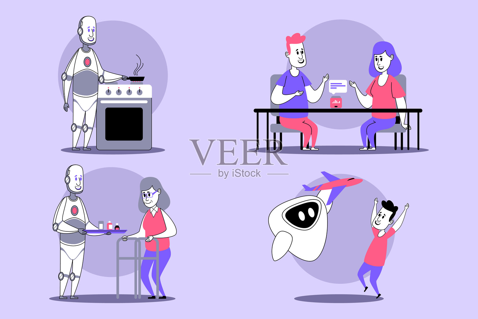 创新科技改善家庭日常活动插画图片素材